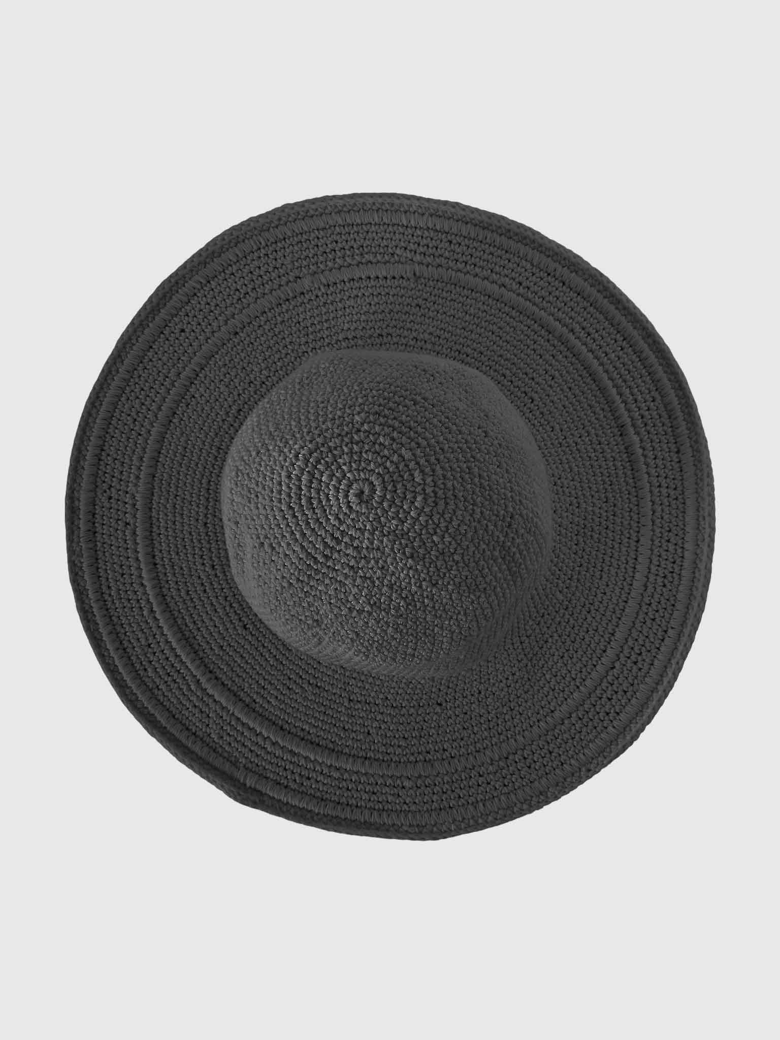 COTTON CROCHET FLOPPY HAT BLACK