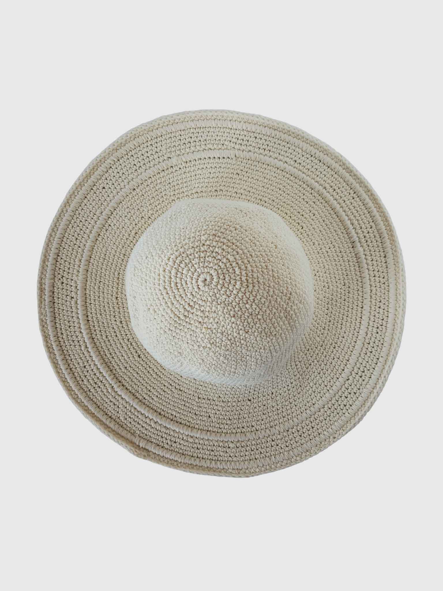 COTTON CROCHET FLOPPY HAT OFF WHITE