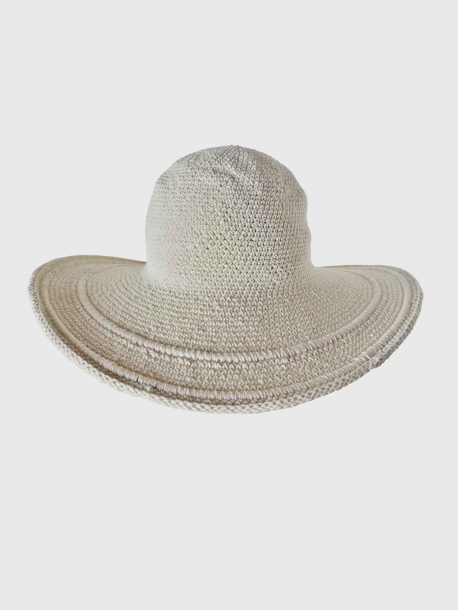 COTTON CROCHET FLOPPY HAT OFF WHITE