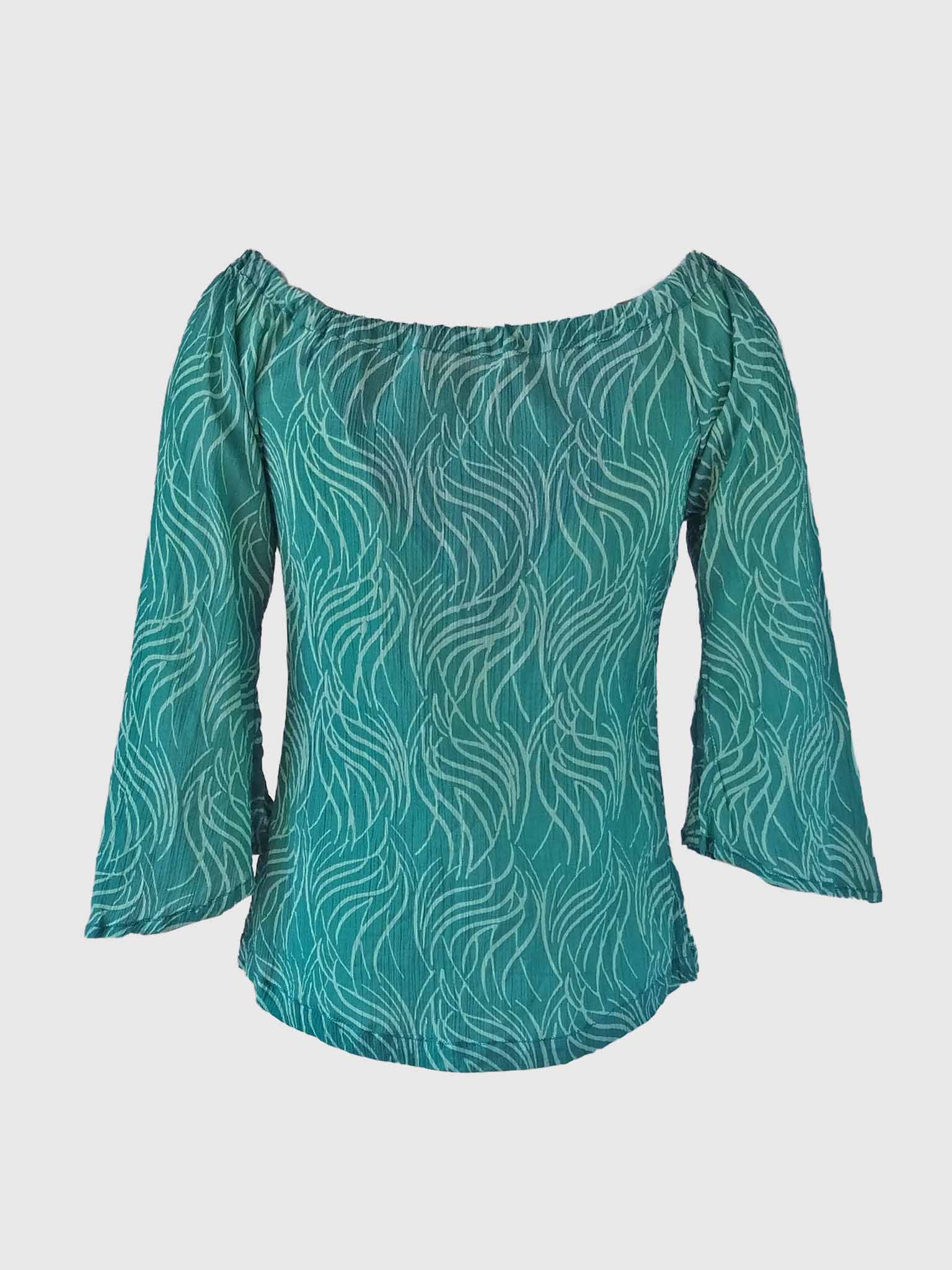 BLOUSE IBIZA BATIK FLAMES CARIBE GREEN