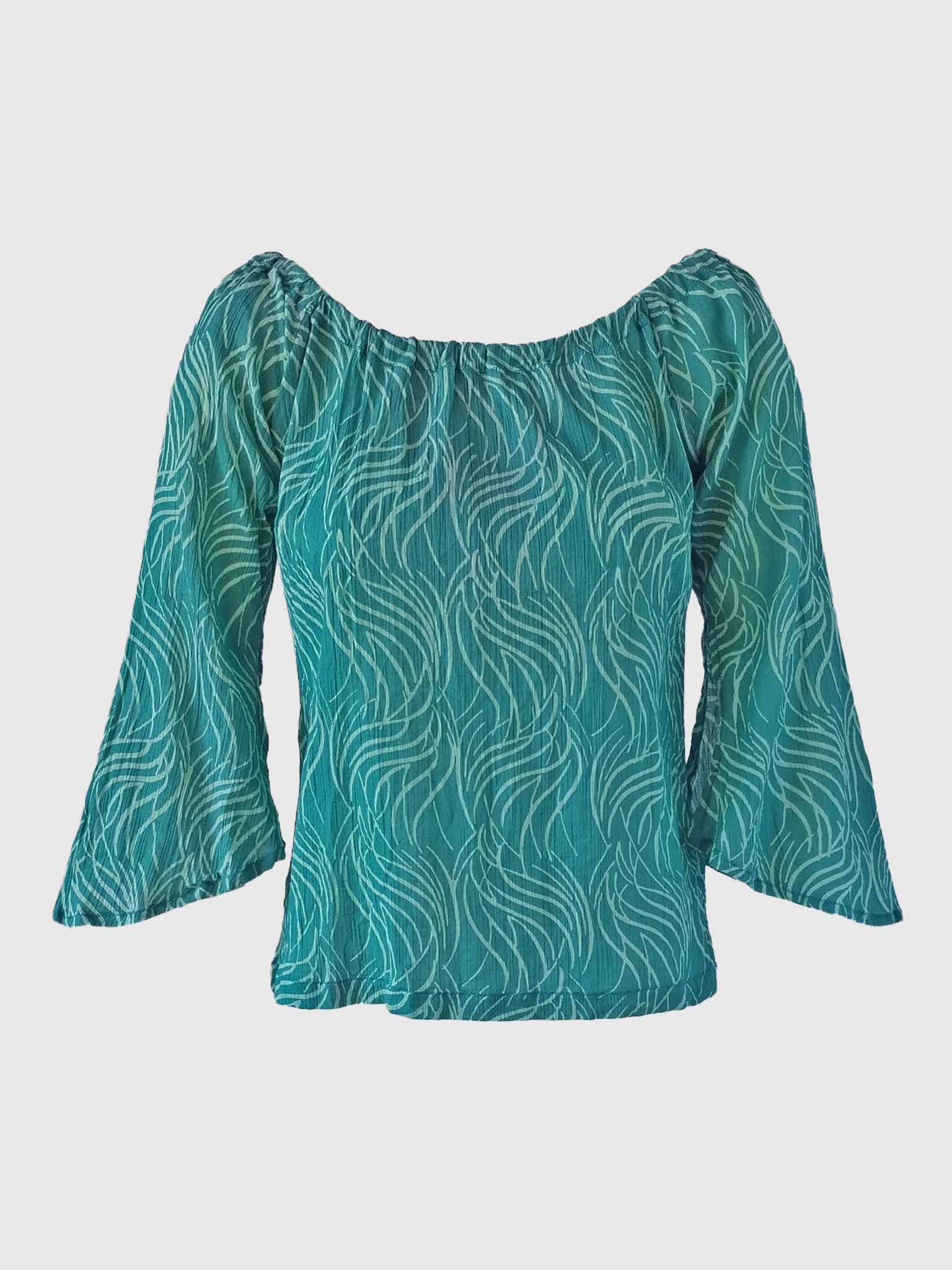 BLOUSE IBIZA BATIK FLAMES CARIBE GREEN
