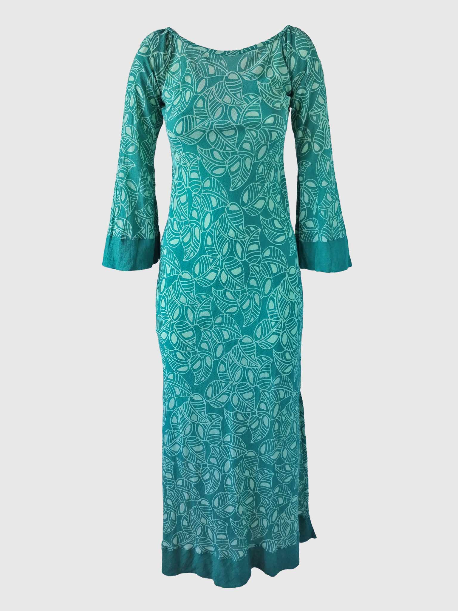 LONG DRESS BAHIA BATIK FOLIA CARIBE GREEN