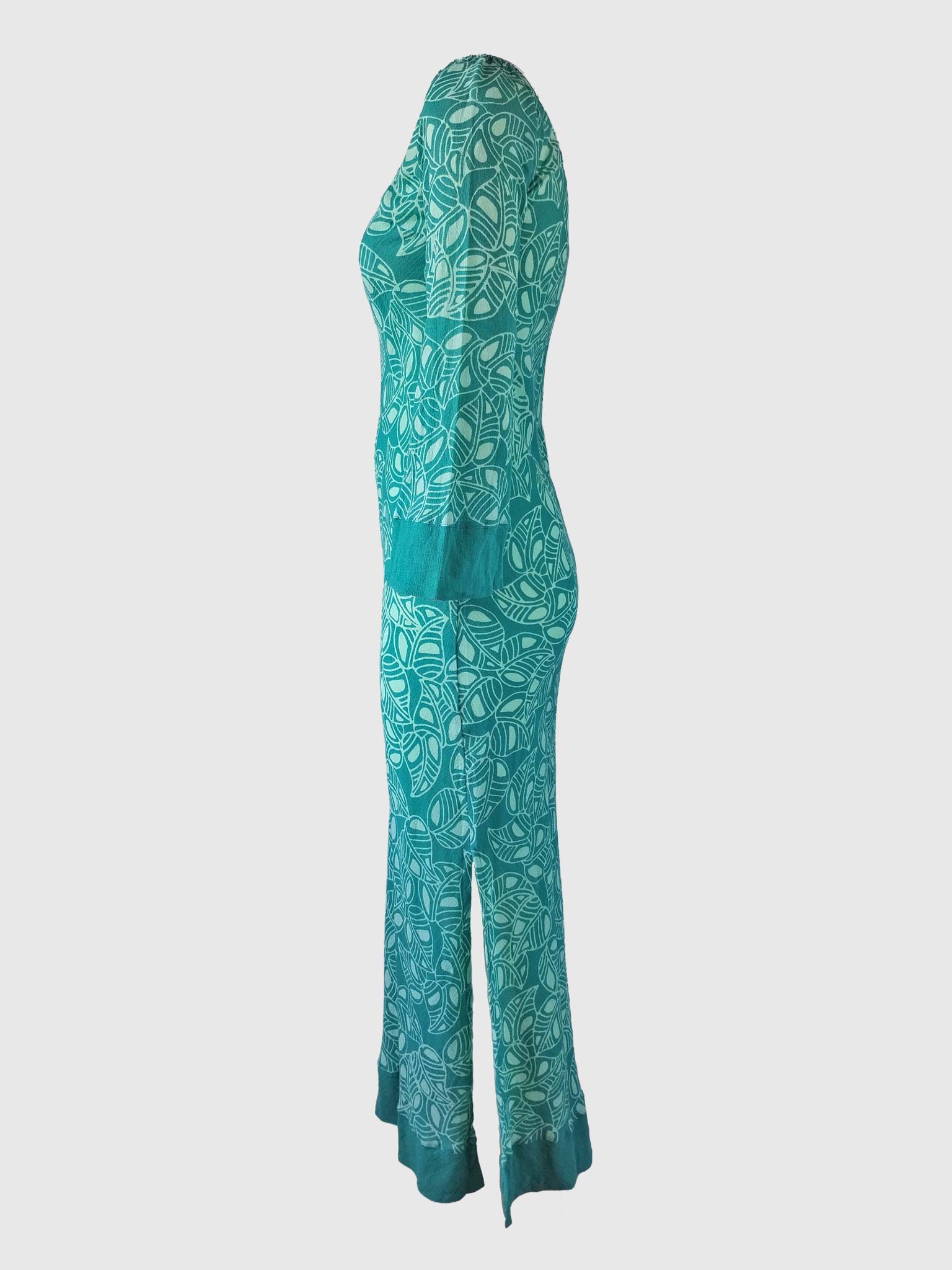 LONG DRESS BAHIA BATIK FOLIA CARIBE GREEN