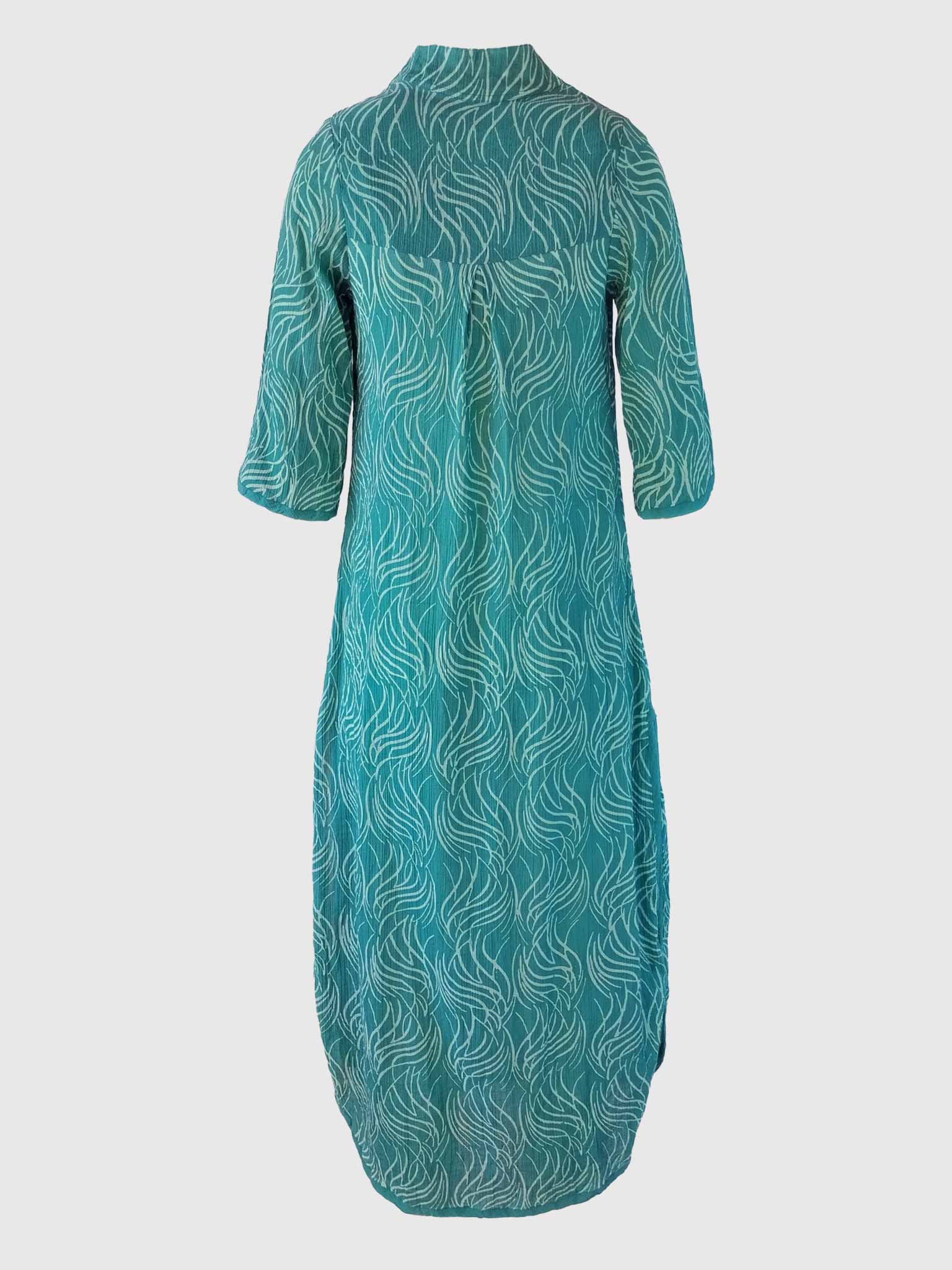 LONG DRESS CHEMISIER BATIK FLAMES CARIBE GREEN