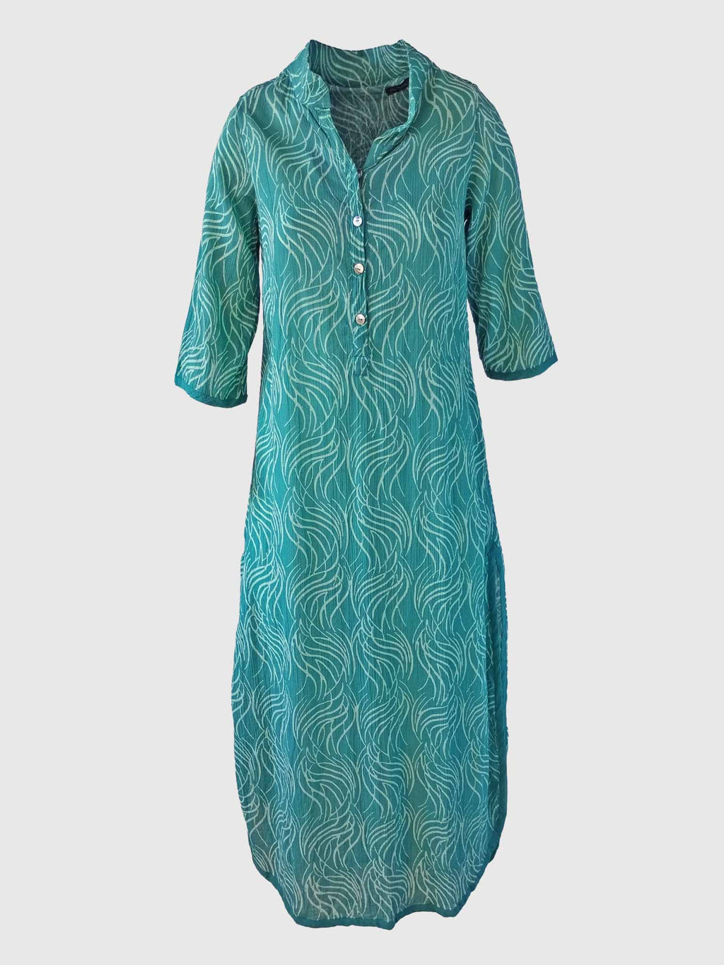 LONG DRESS CHEMISIER BATIK FLAMES CARIBE GREEN