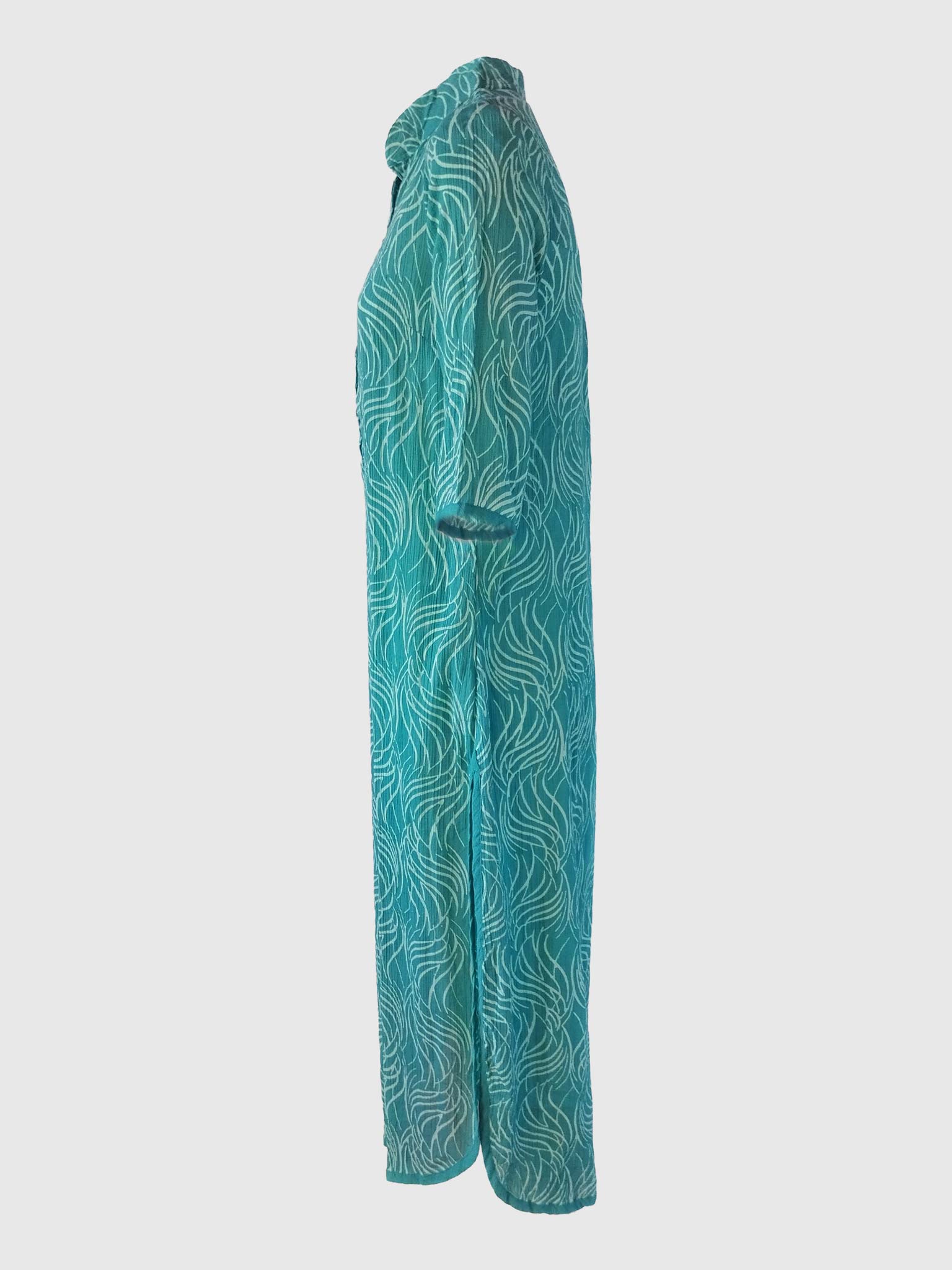 LONG DRESS CHEMISIER BATIK FLAMES CARIBE GREEN