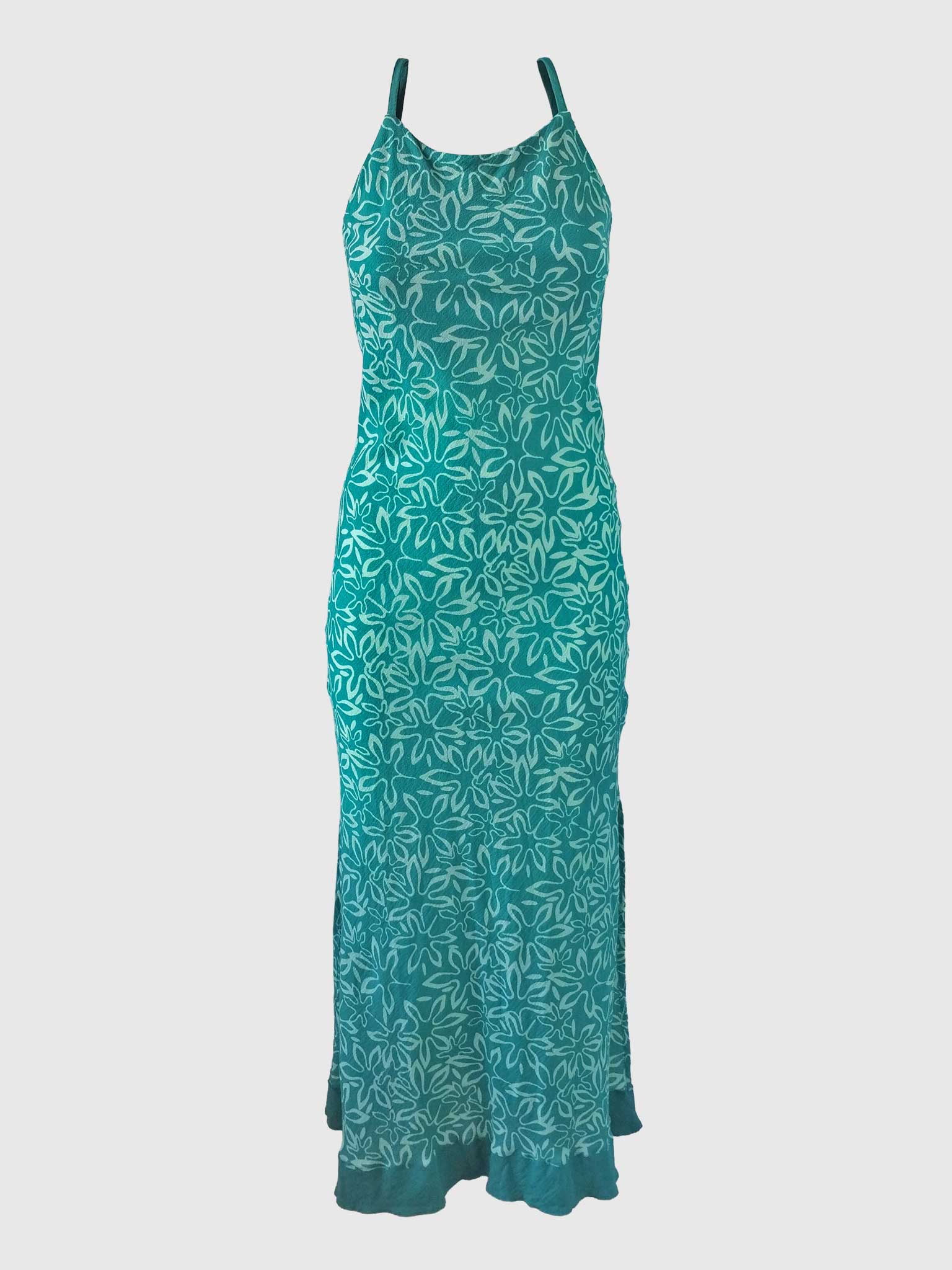 LONG DRESS ISABELLE BATIK FLORES CARIBE GREEN