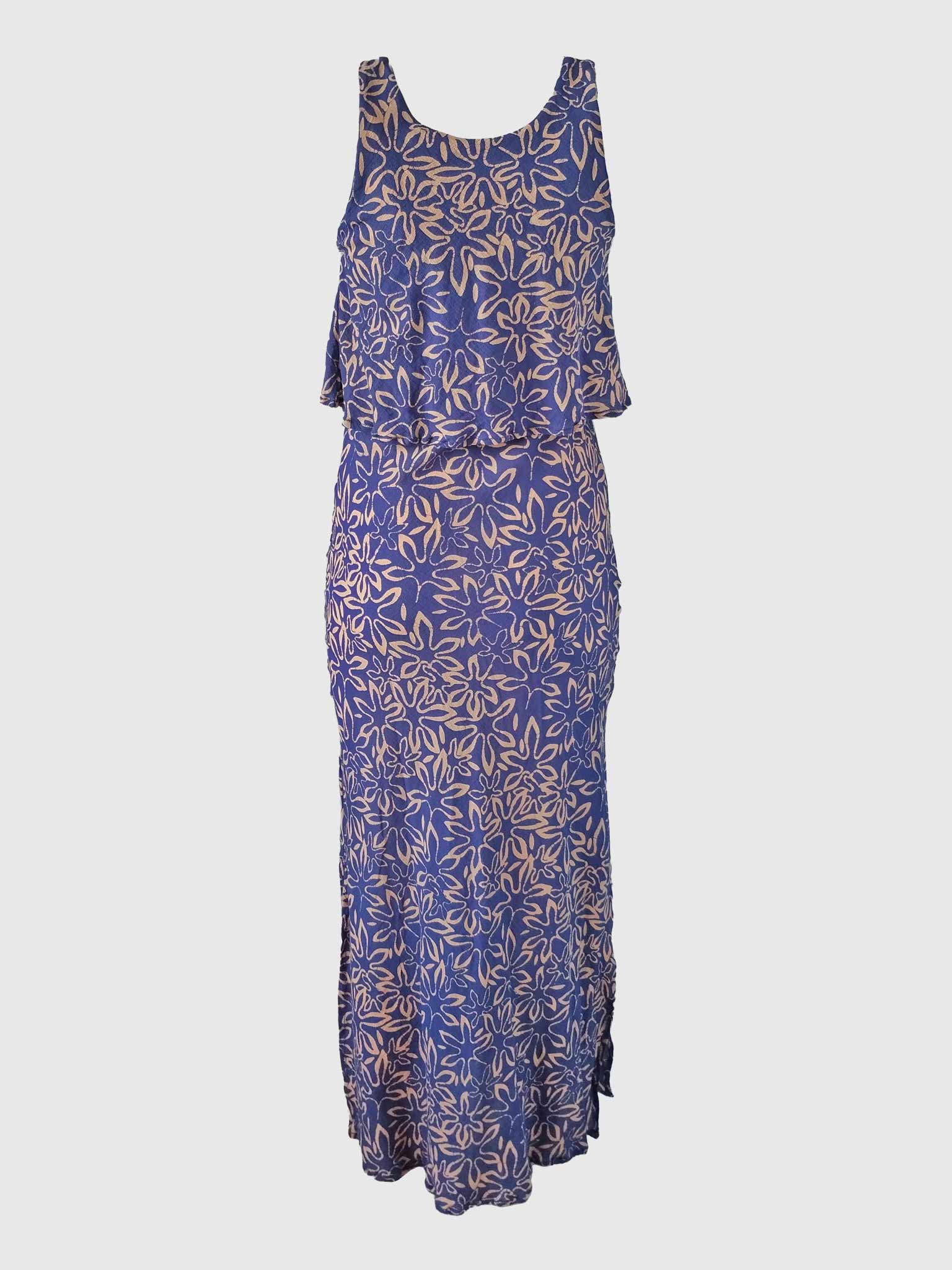 LONG DRESS TWINS BATIK FLORES DEEP VIOLET