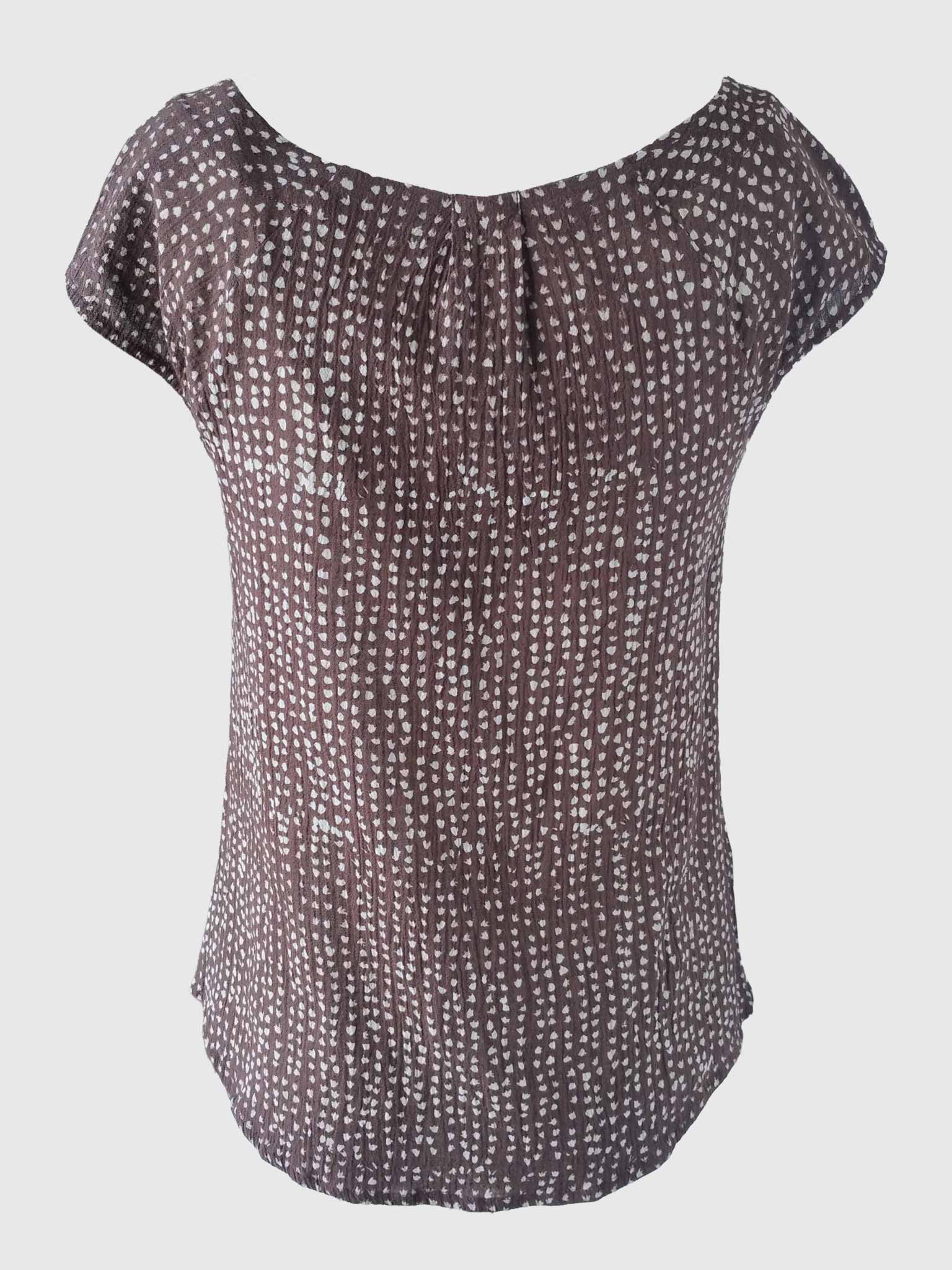TOP PLEATED BATIK PIED-DE-POULE BROWN