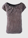 TOP PLEATED BATIK PIED-DE-POULE BROWN