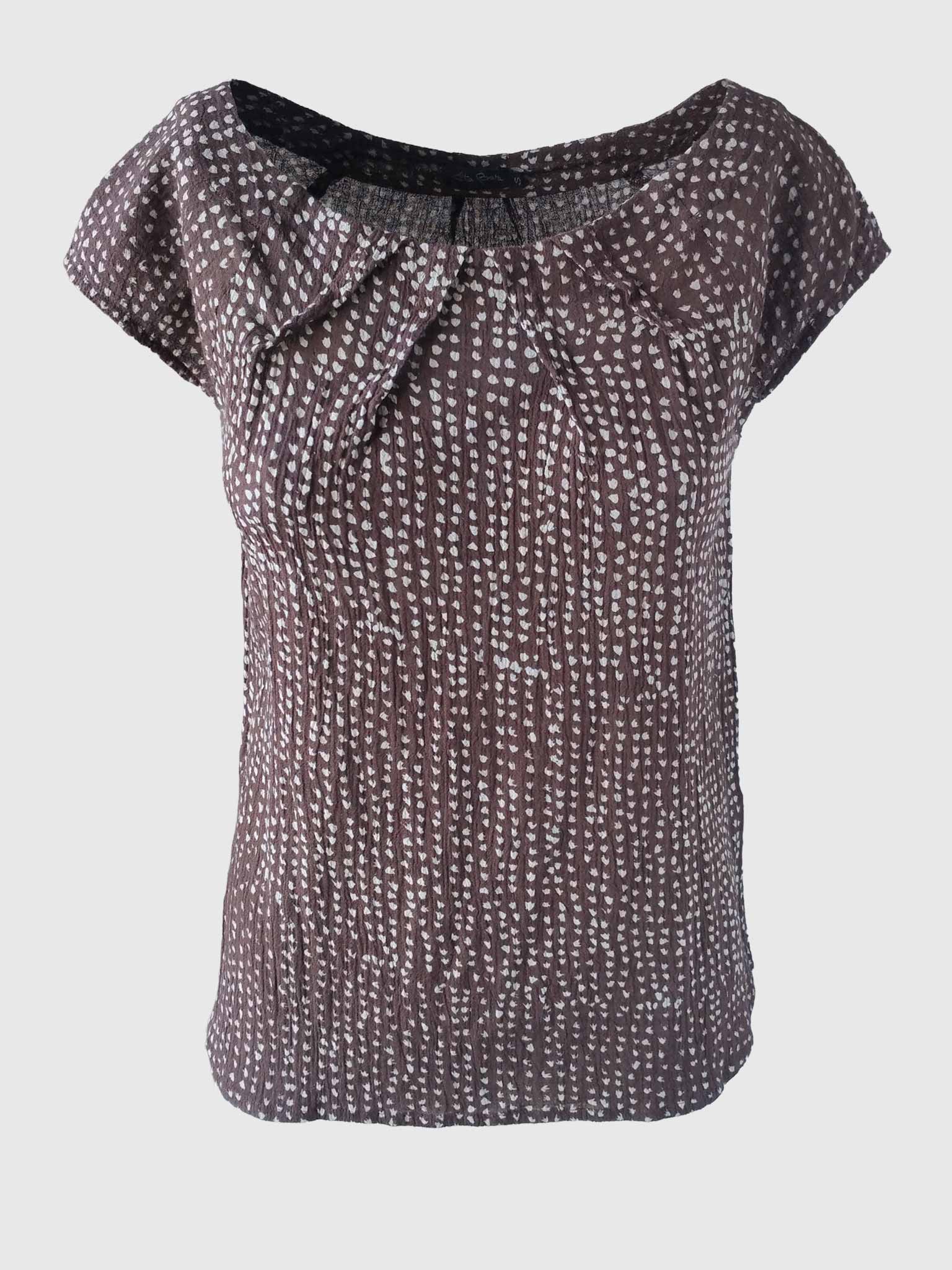 TOP PLEATED BATIK PIED-DE-POULE BROWN