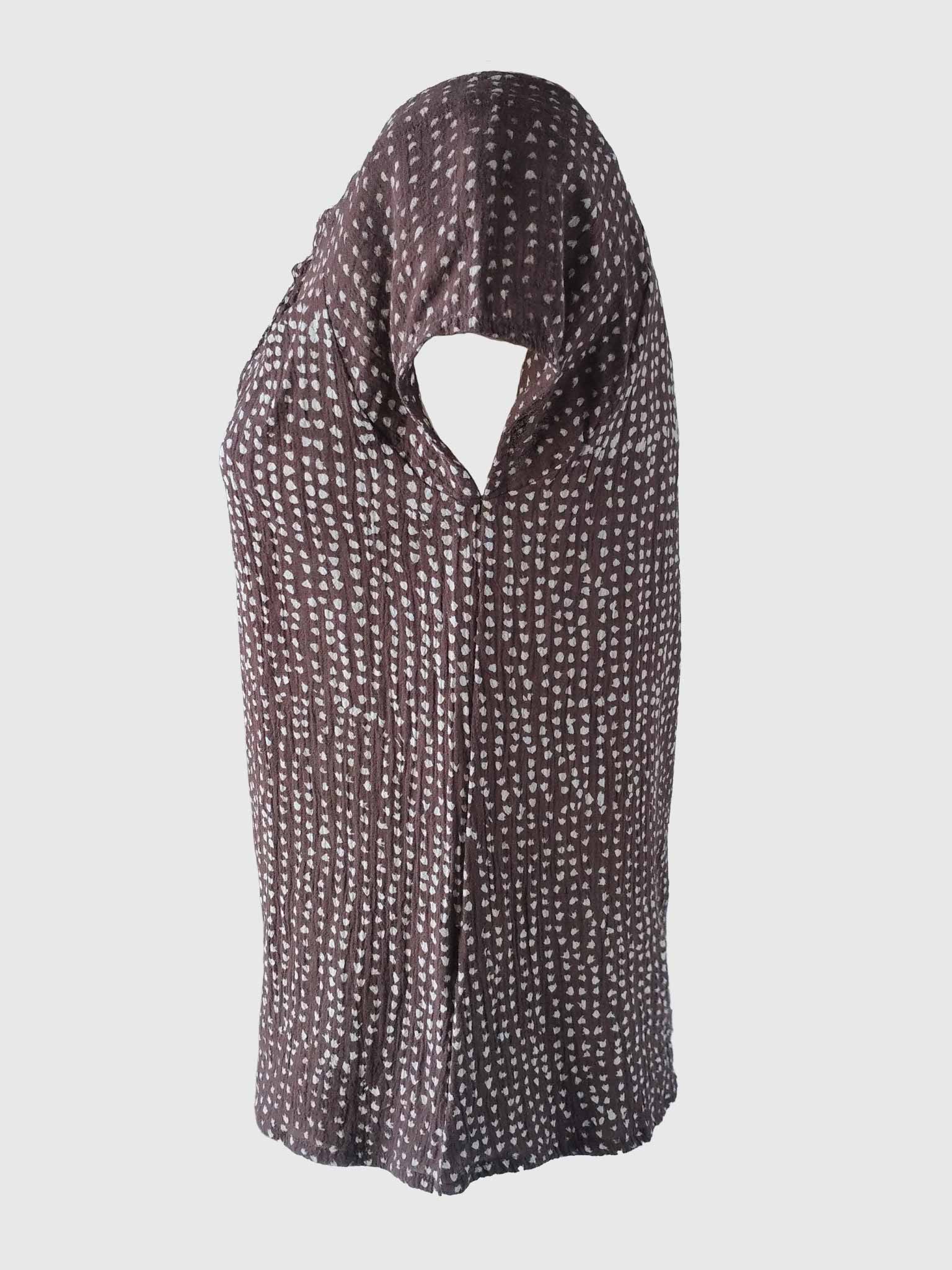 TOP PLEATED BATIK PIED-DE-POULE BROWN