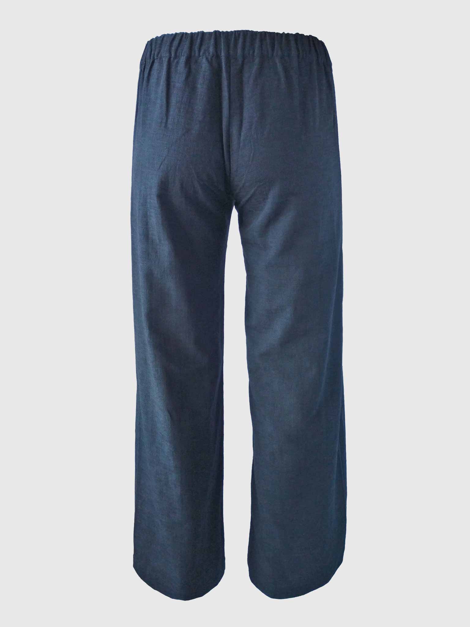 LONG PANTS BUTTONS SLUB BLACK