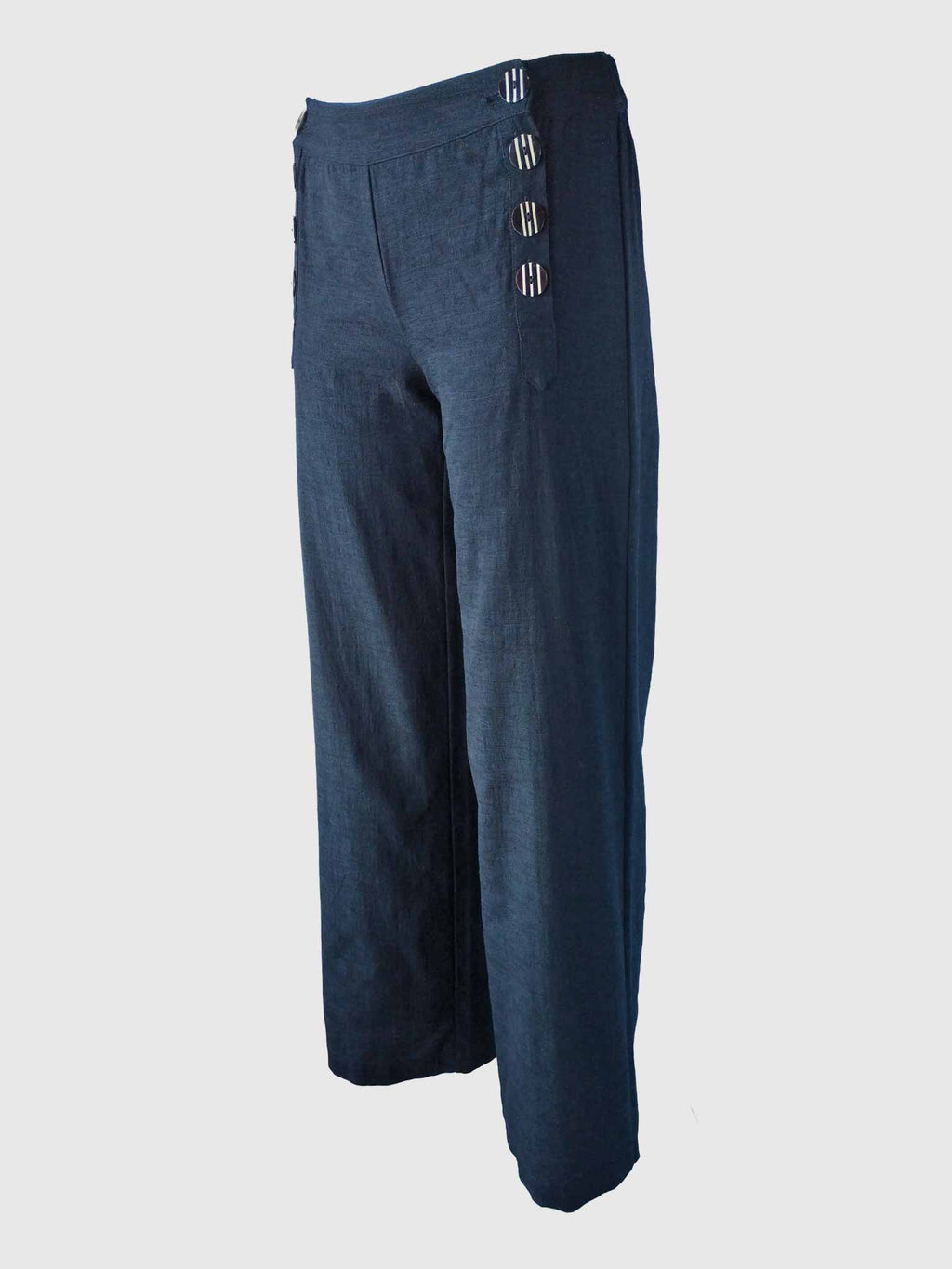 LONG PANTS BUTTONS SLUB BLACK