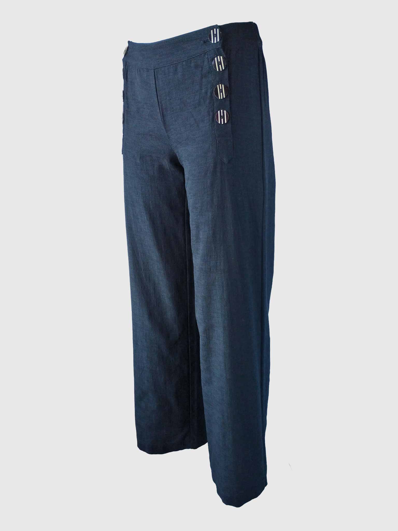 LONG PANTS BUTTONS SLUB BLACK