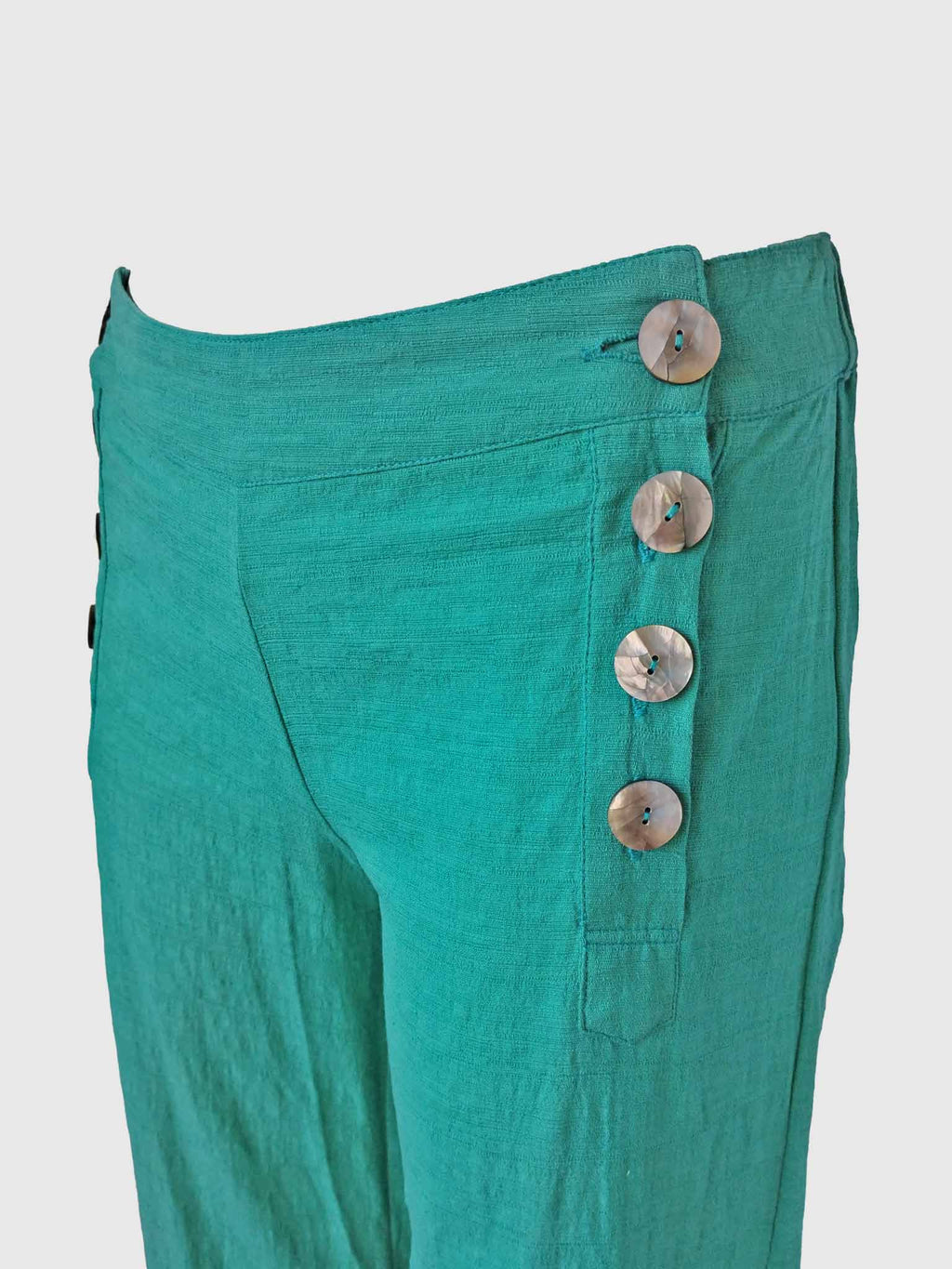 LONG PANTS BUTTONS SLUB CARIBE GREEN