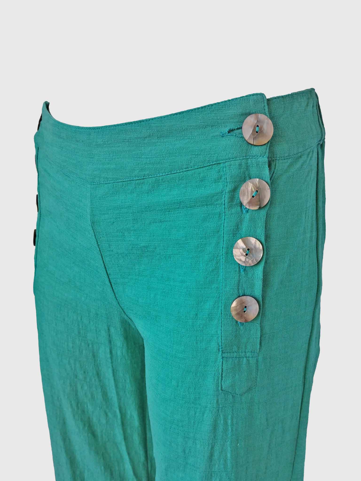 LONG PANTS BUTTONS SLUB CARIBE GREEN