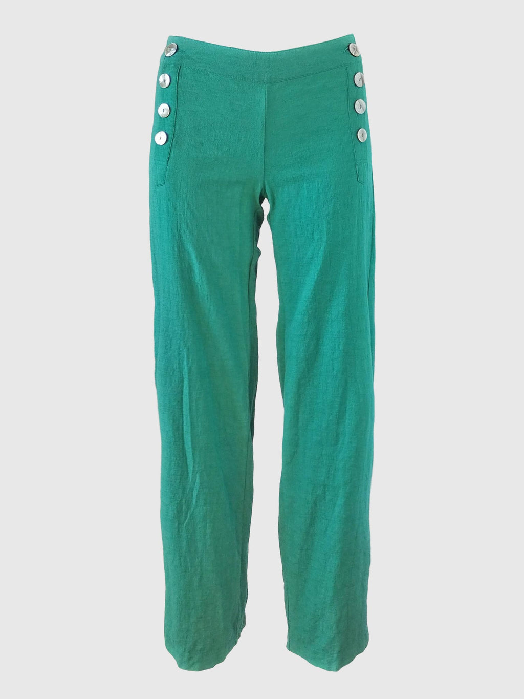 LONG PANTS BUTTONS SLUB CARIBE GREEN