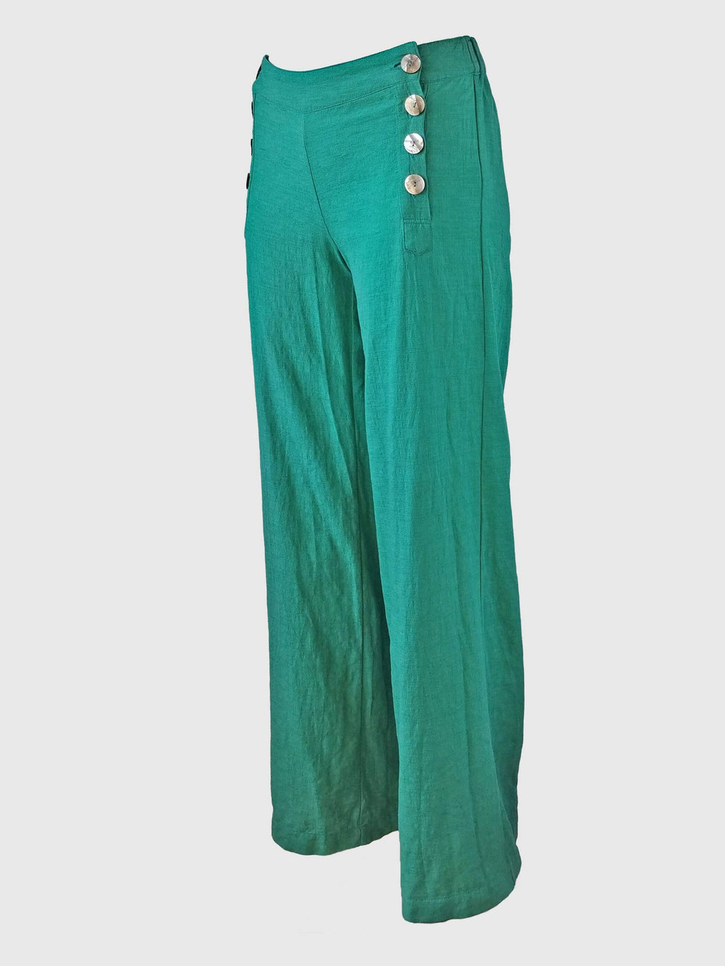 LONG PANTS BUTTONS SLUB CARIBE GREEN