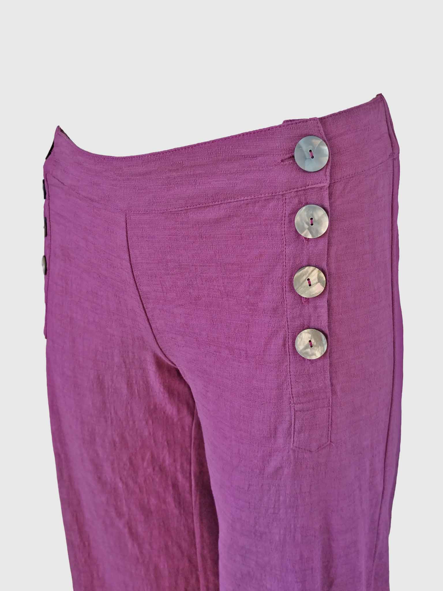 LONG PANTS BUTTONS SLUB CYCLAMEN