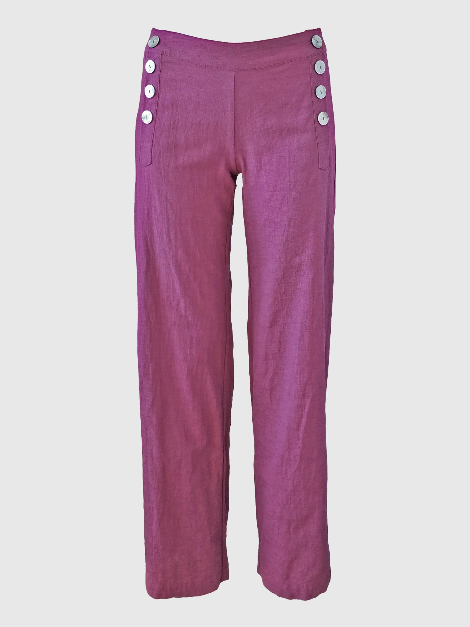 LONG PANTS BUTTONS SLUB CYCLAMEN