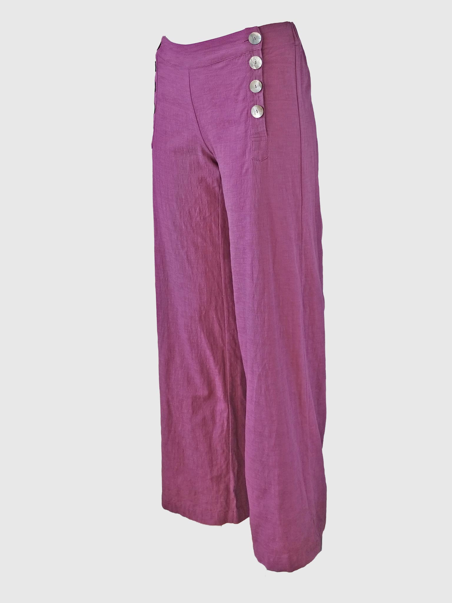 LONG PANTS BUTTONS SLUB CYCLAMEN