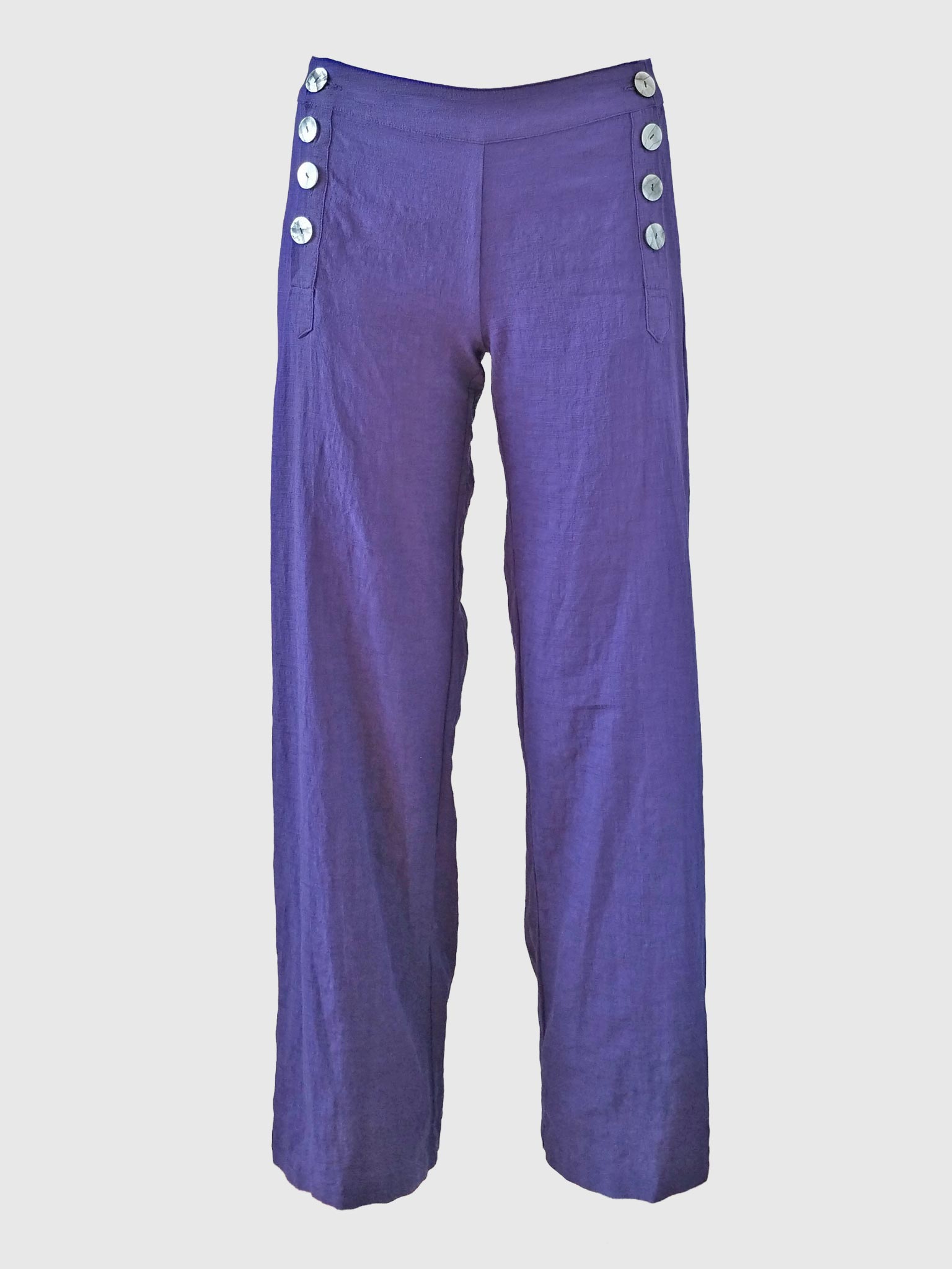 LONG PANTS BUTTONS SLUB DEEP VIOLET