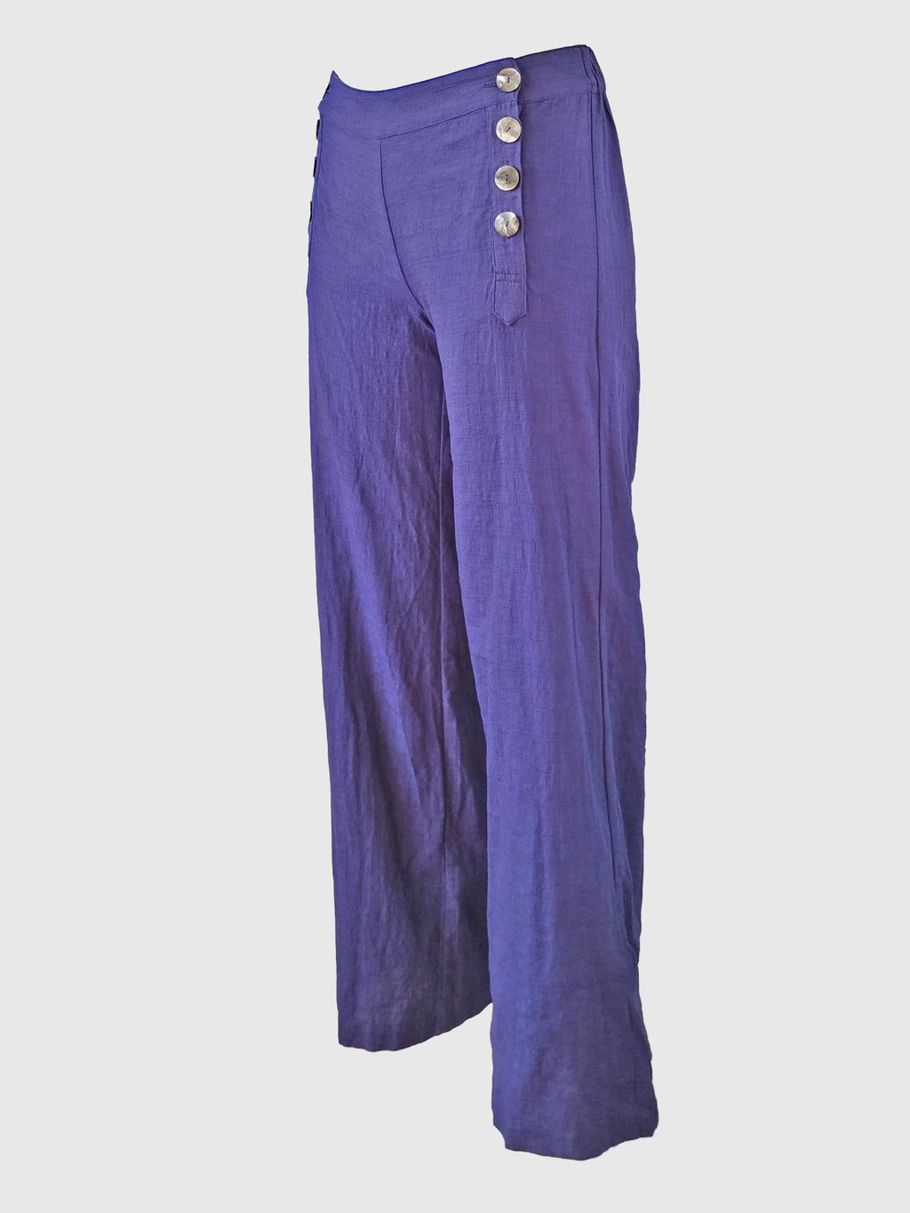 LONG PANTS BUTTONS SLUB DEEP VIOLET