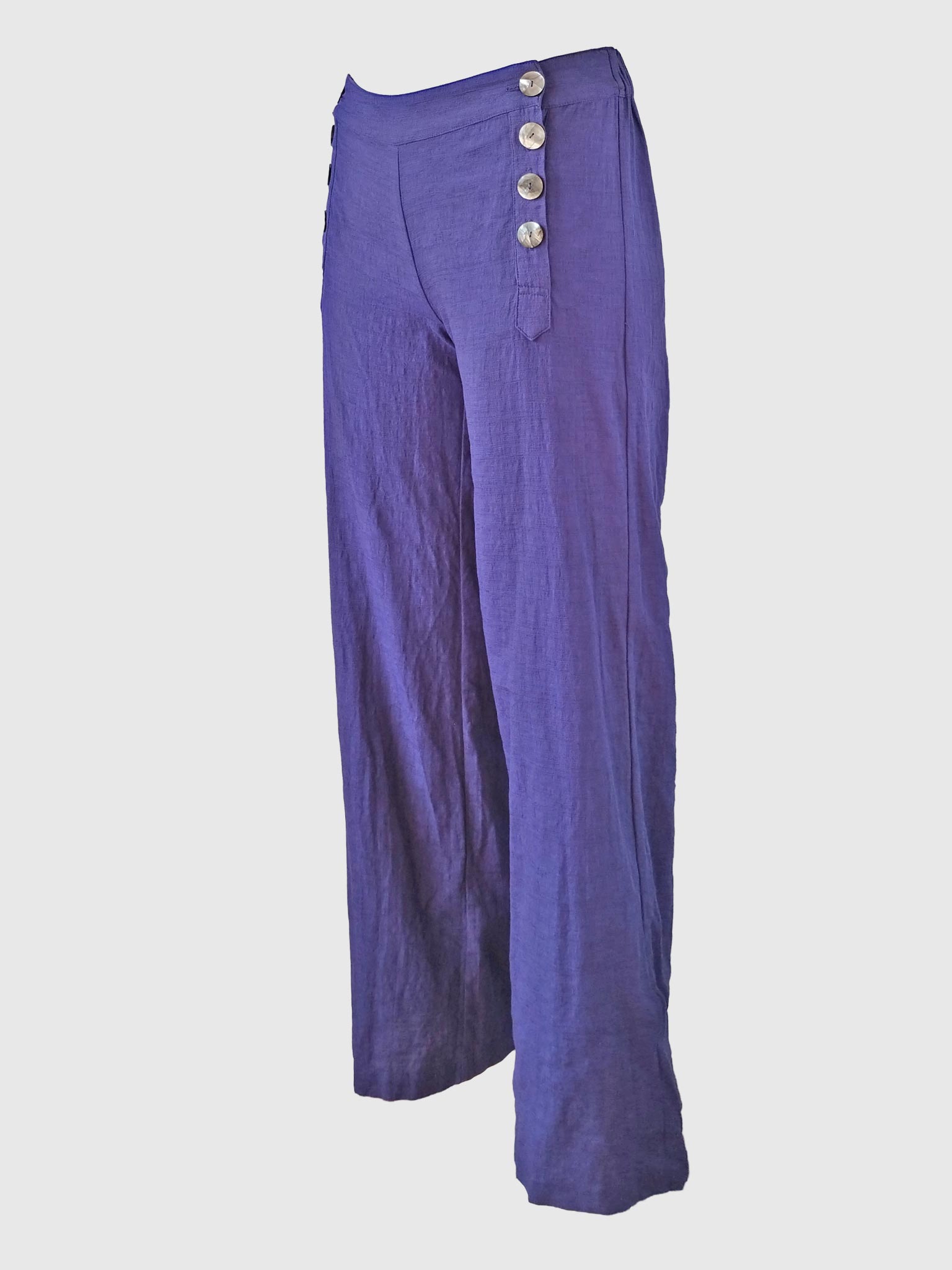 LONG PANTS BUTTONS SLUB DEEP VIOLET