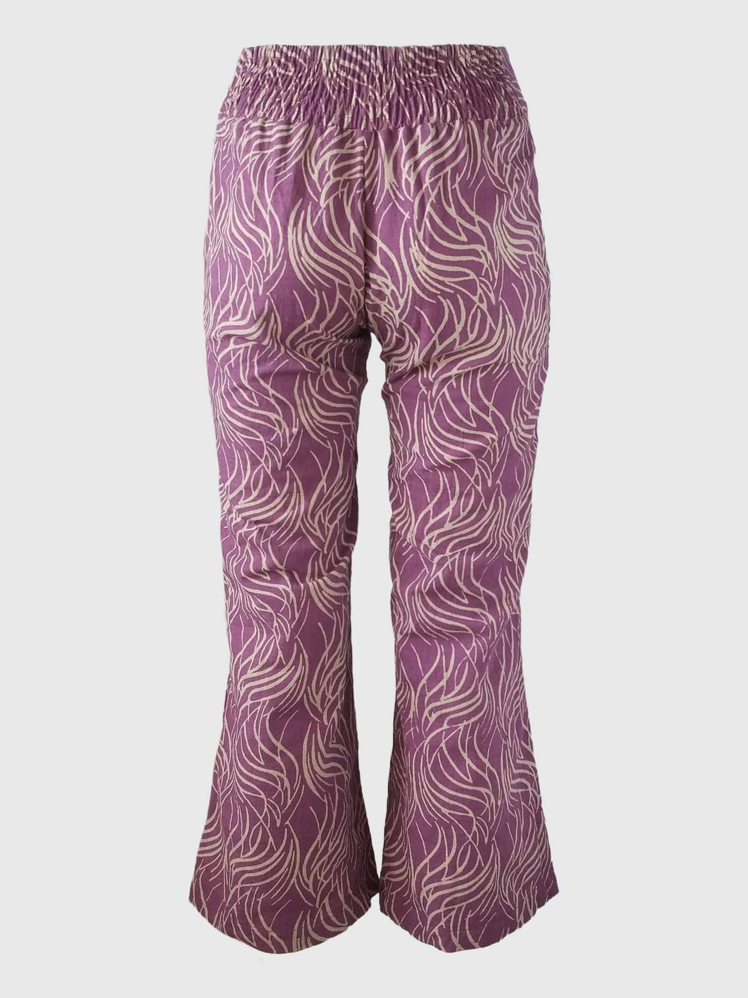 LONG PANTS TROMPETTE SLUB BATIK FLAMES CYCLAMEN