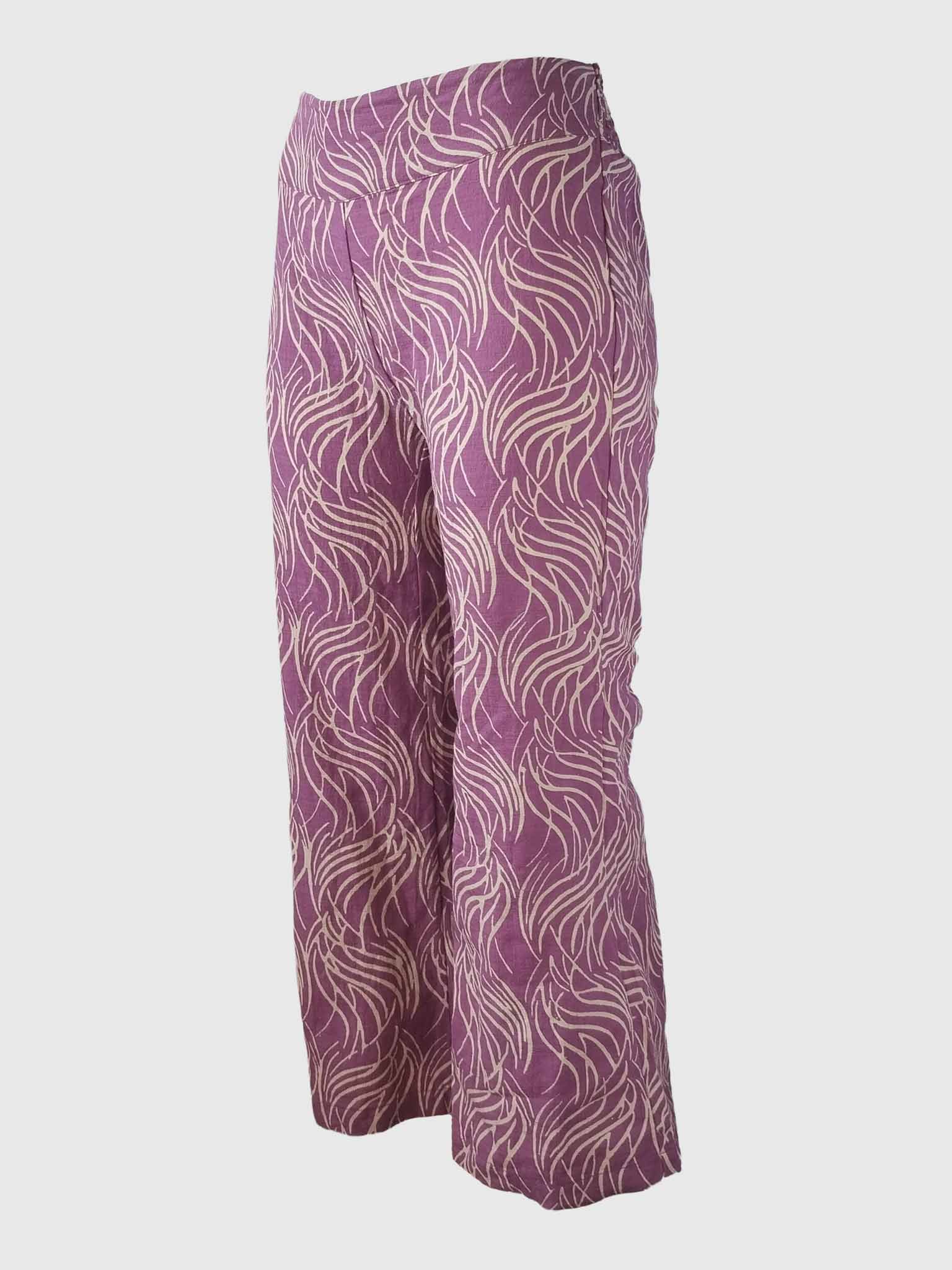 LONG PANTS TROMPETTE SLUB BATIK FLAMES CYCLAMEN