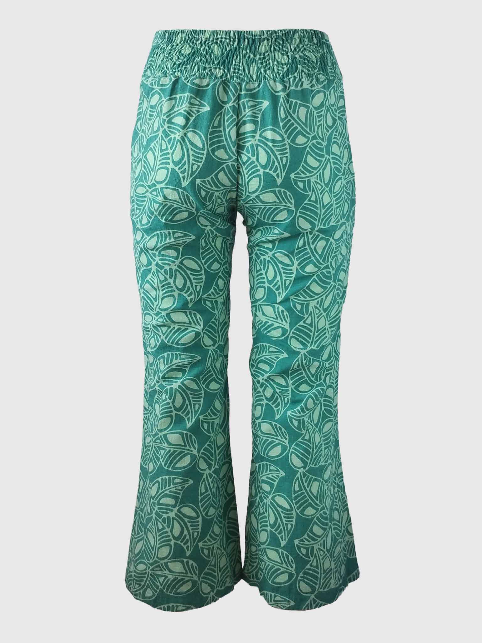 LONG PANTS TROMPETTE SLUB BATIK FOLIA CARIBE GREEN