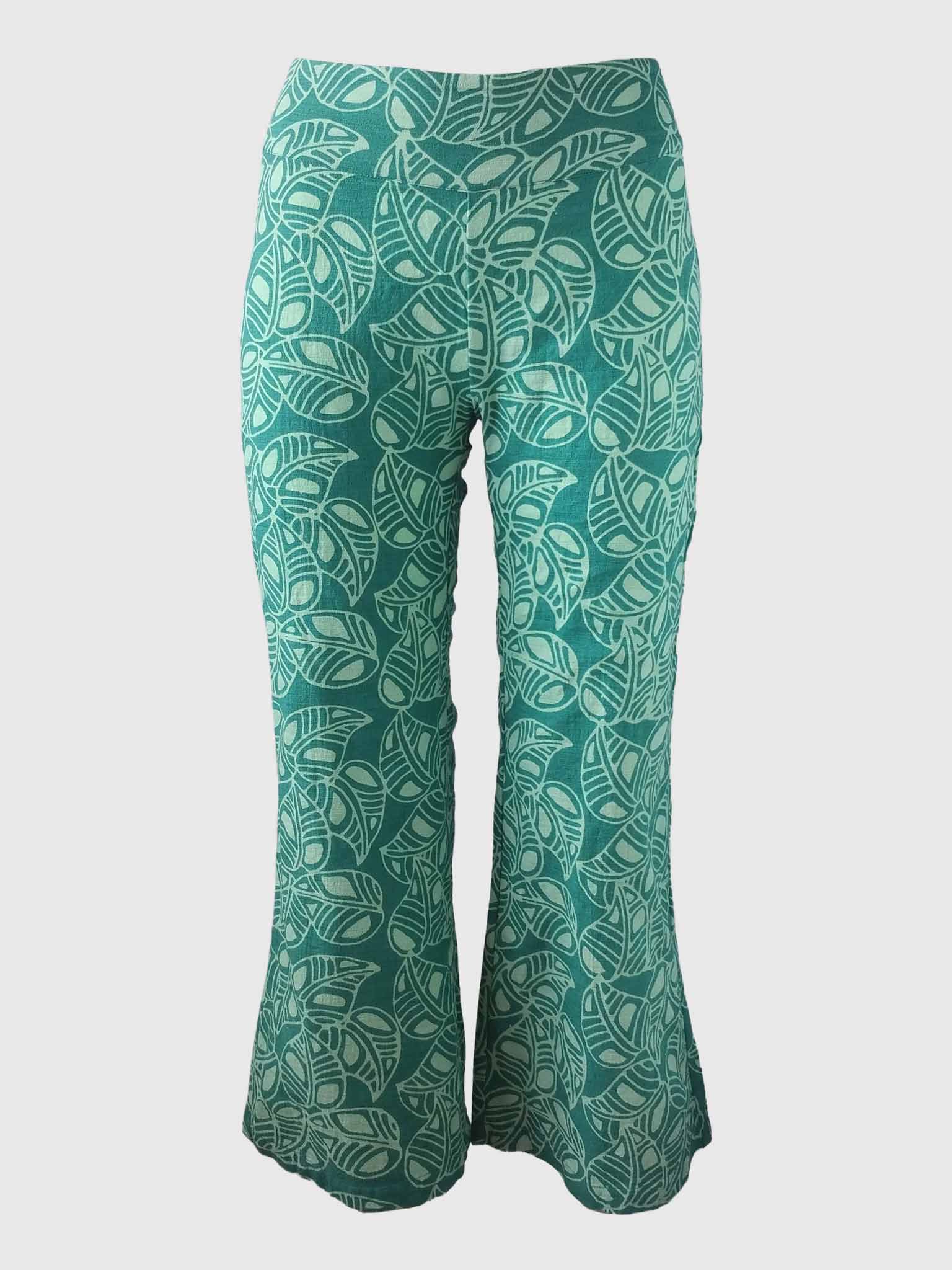 LONG PANTS TROMPETTE SLUB BATIK FOLIA CARIBE GREEN