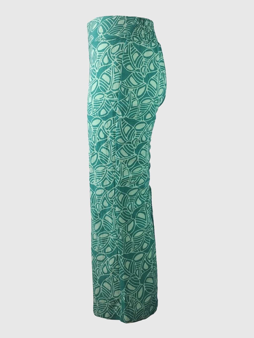 LONG PANTS TROMPETTE SLUB BATIK FOLIA CARIBE GREEN