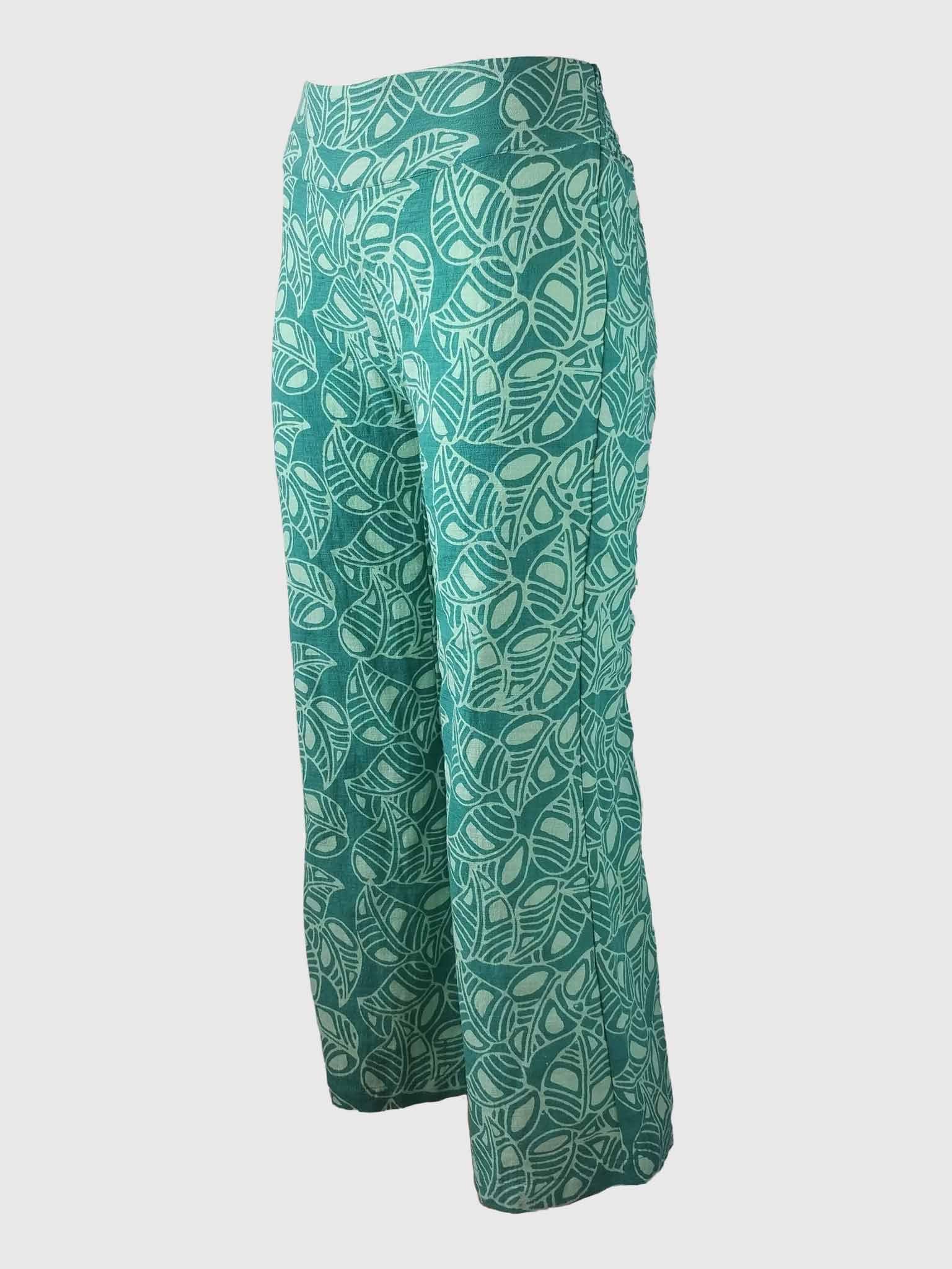 LONG PANTS TROMPETTE SLUB BATIK FOLIA CARIBE GREEN