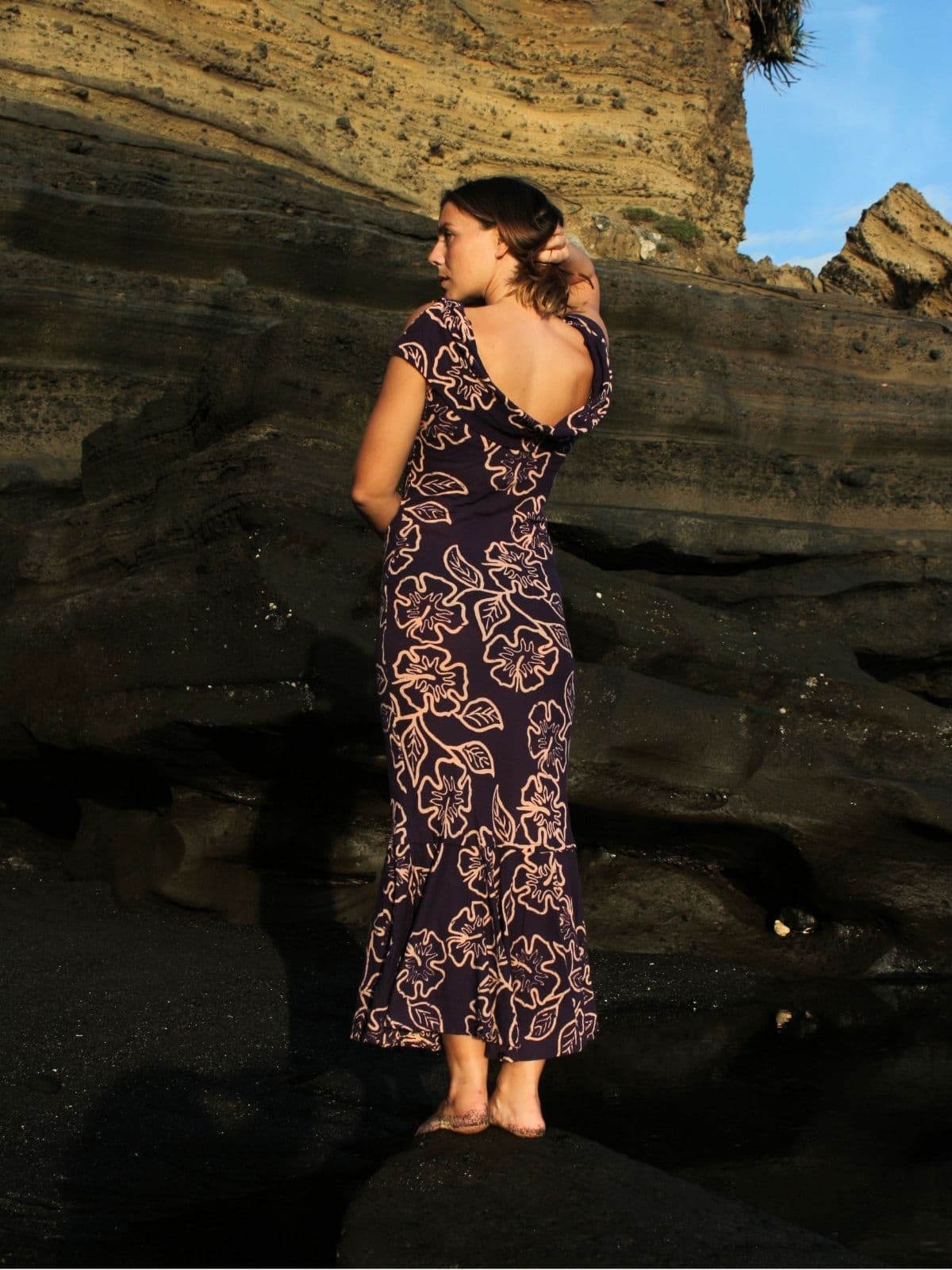 LONG DRESS GRETA BATIK FOLIA DEEP VIOLET