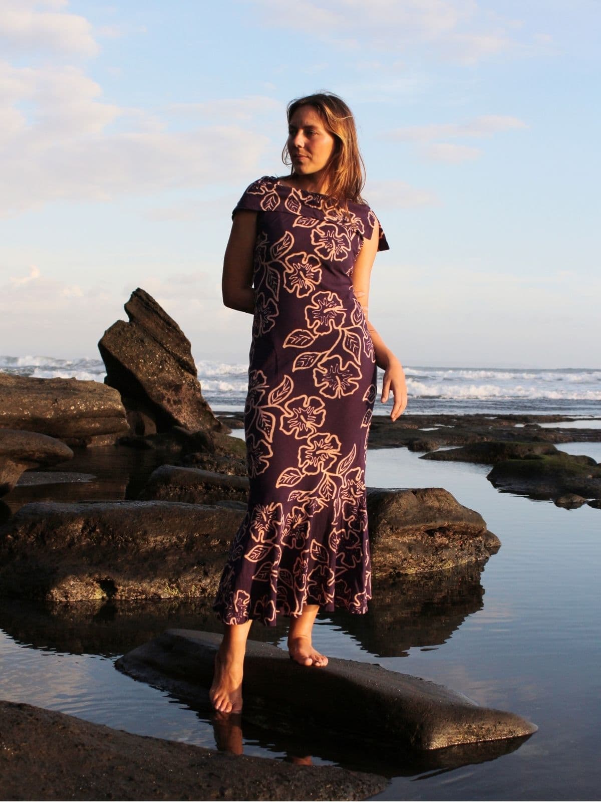 LONG DRESS GRETA BATIK FOLIA DEEP VIOLET