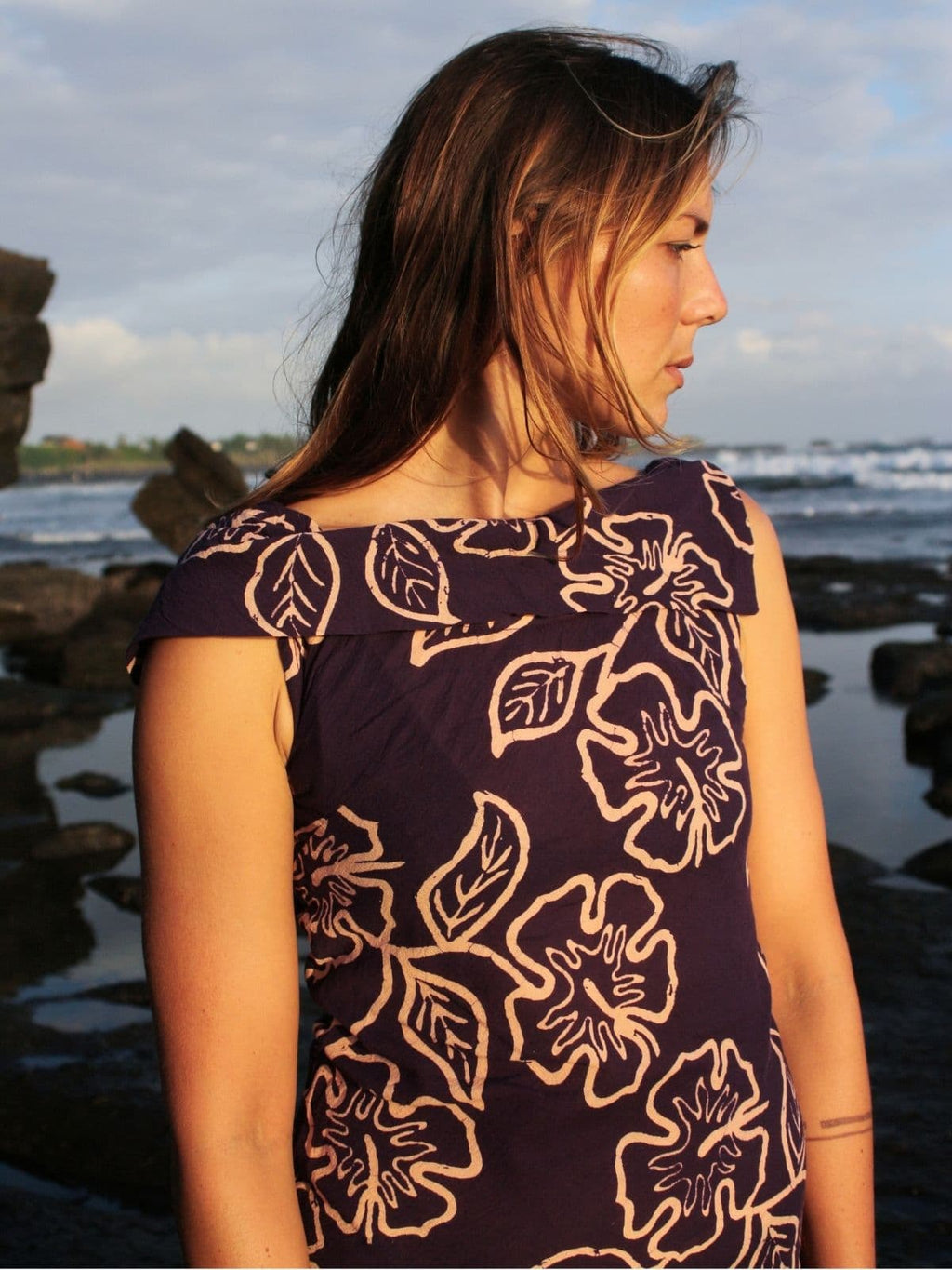 LONG DRESS GRETA BATIK FOLIA DEEP VIOLET