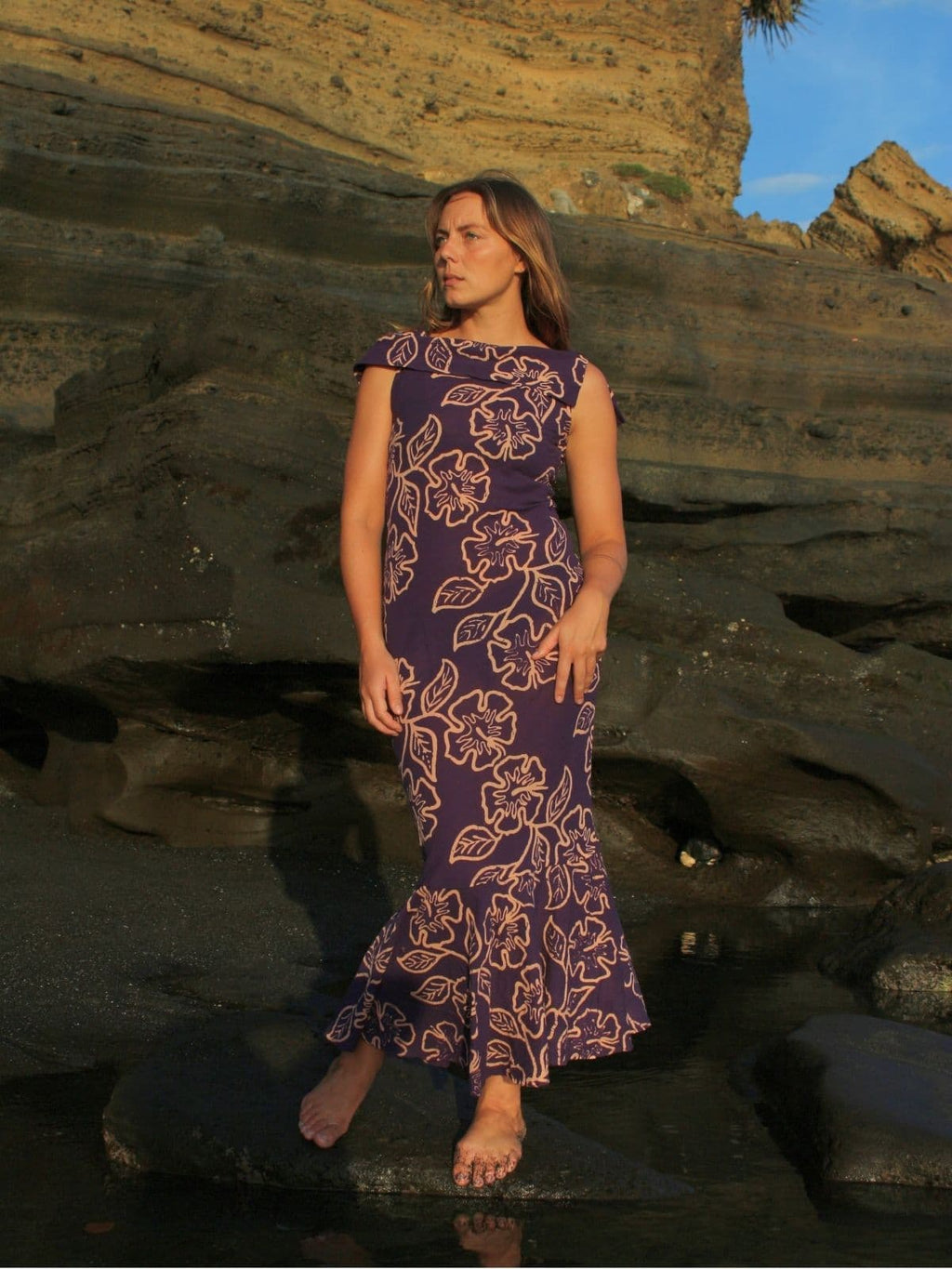 LONG DRESS GRETA BATIK FOLIA DEEP VIOLET