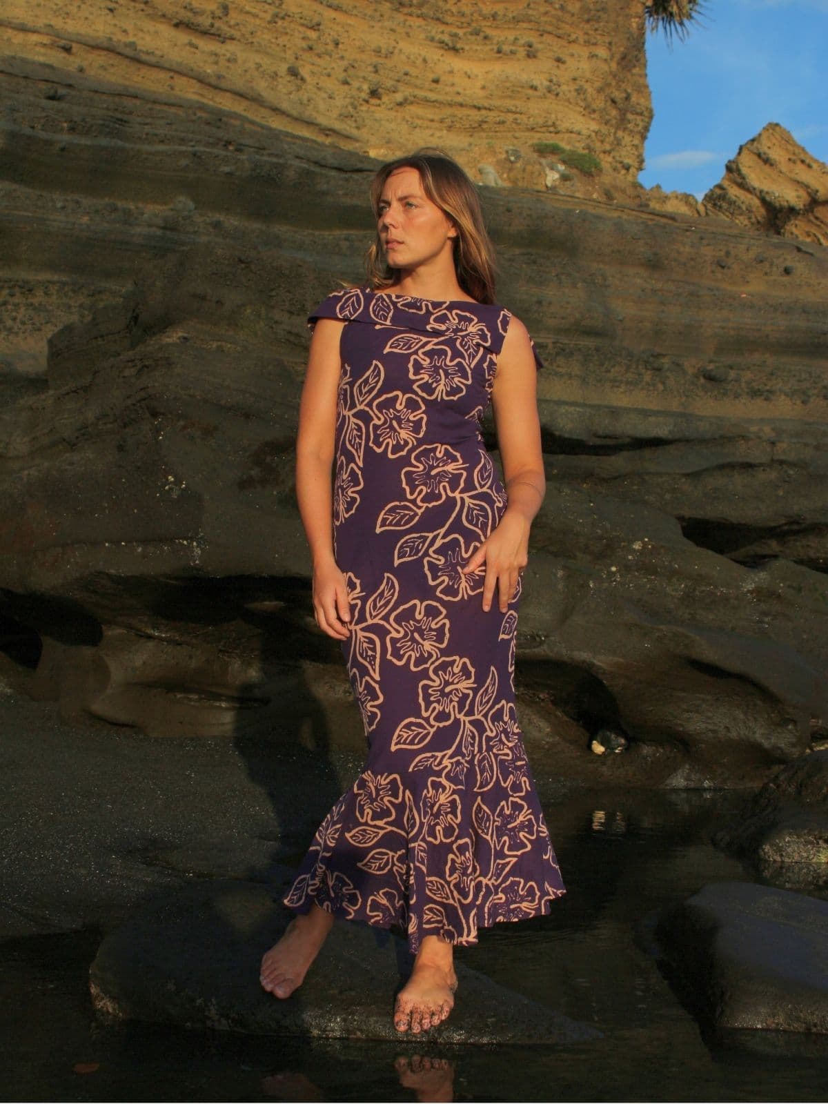 LONG DRESS GRETA BATIK FOLIA DEEP VIOLET