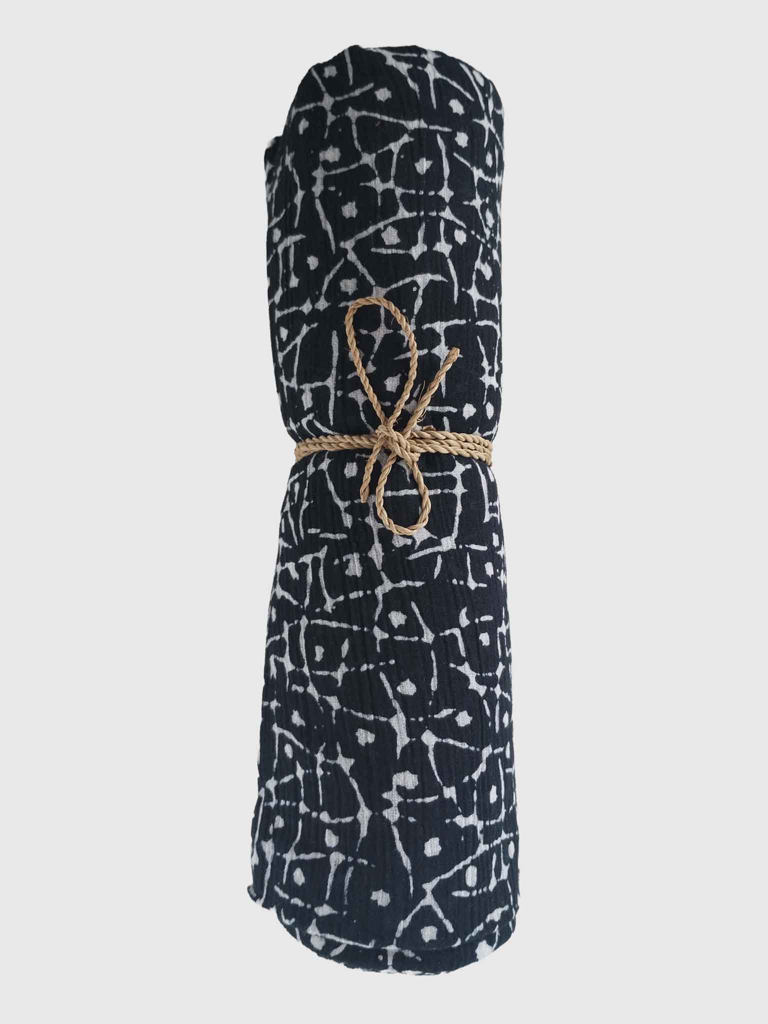 PAREO COTTON CRINKLE BATIK ABSTRACT BLACK