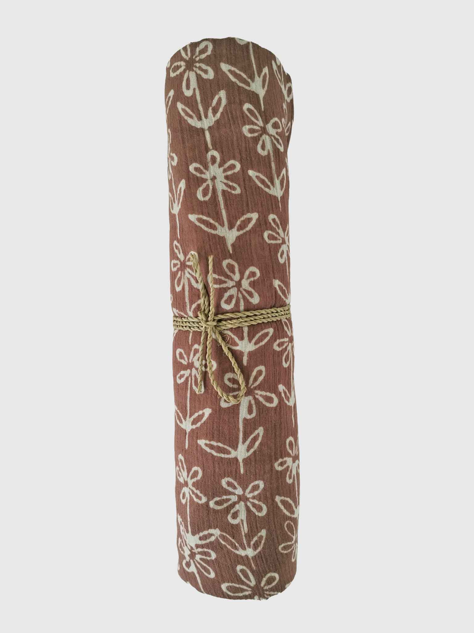 PAREO COTTON CRINKLE BATIK DAISY MARSALA RED