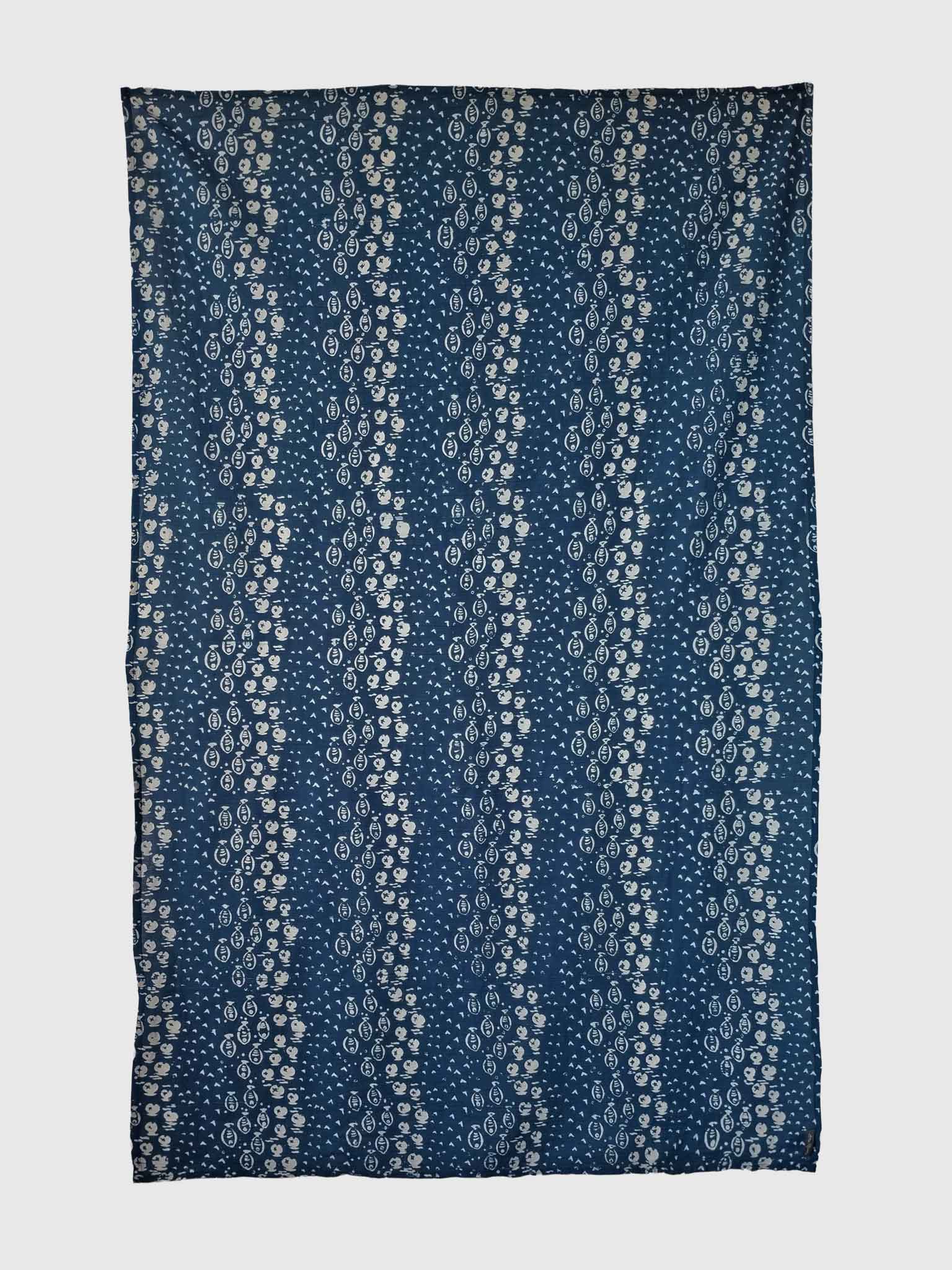 PAREO COTTON CRINKLE BATIK FISHES NAVY