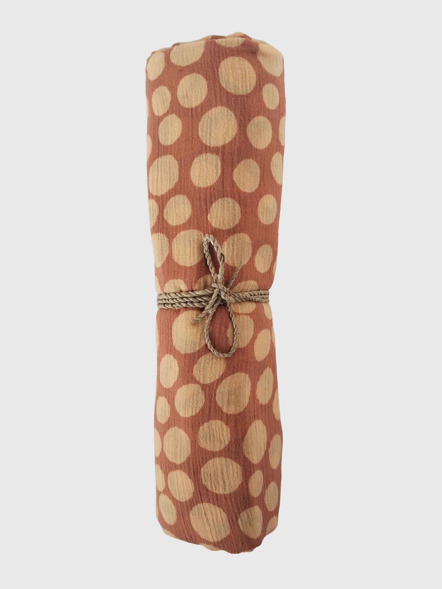 PAREO COTTON CRINKLE BATIK POIS TERRACOTTA/APRICOT