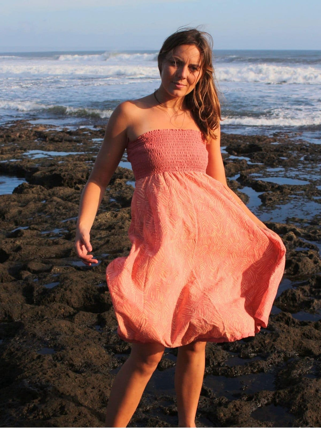SKIRT/DRESS PEACOCK LINEN BATIK FLASH BLACK