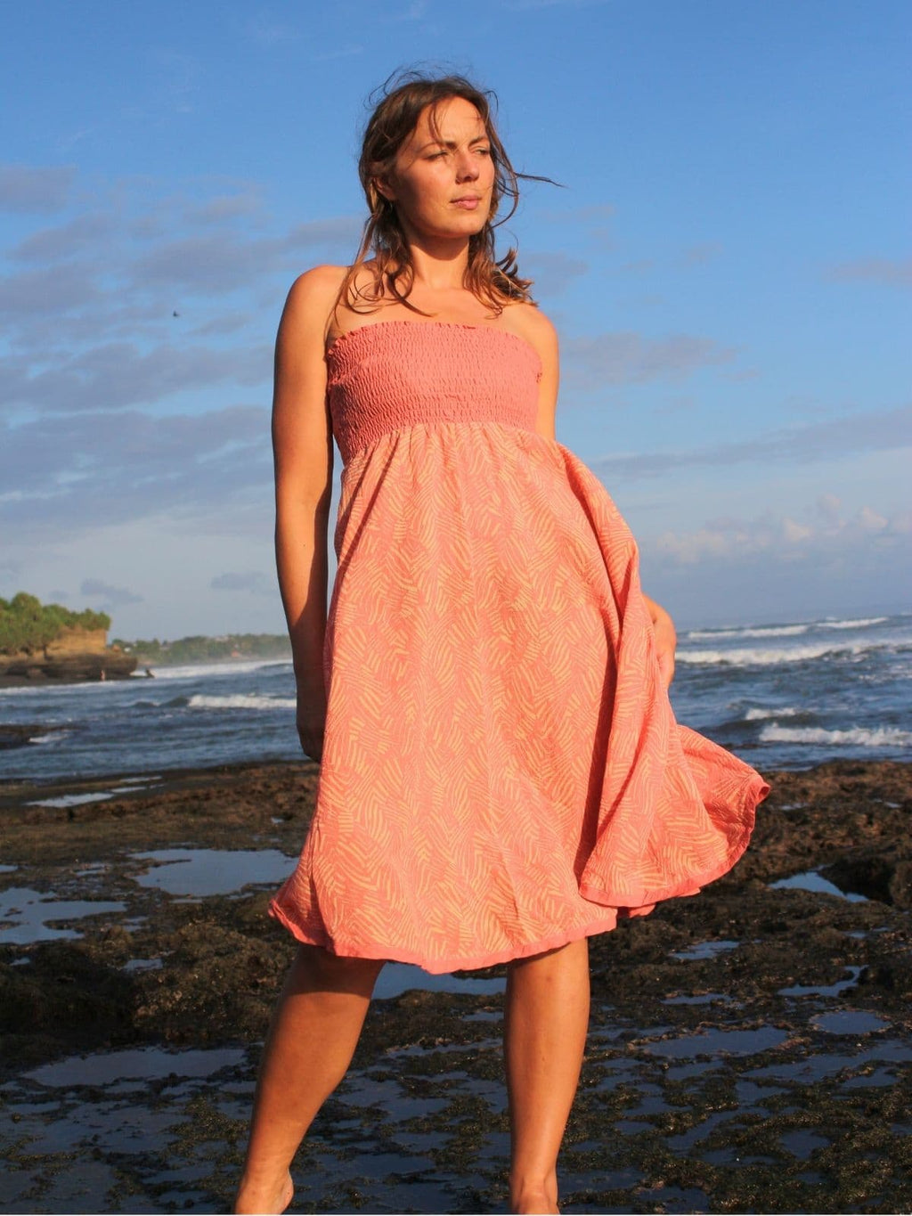 SKIRT/DRESS PEACOCK LINEN BATIK FLASH BLACK