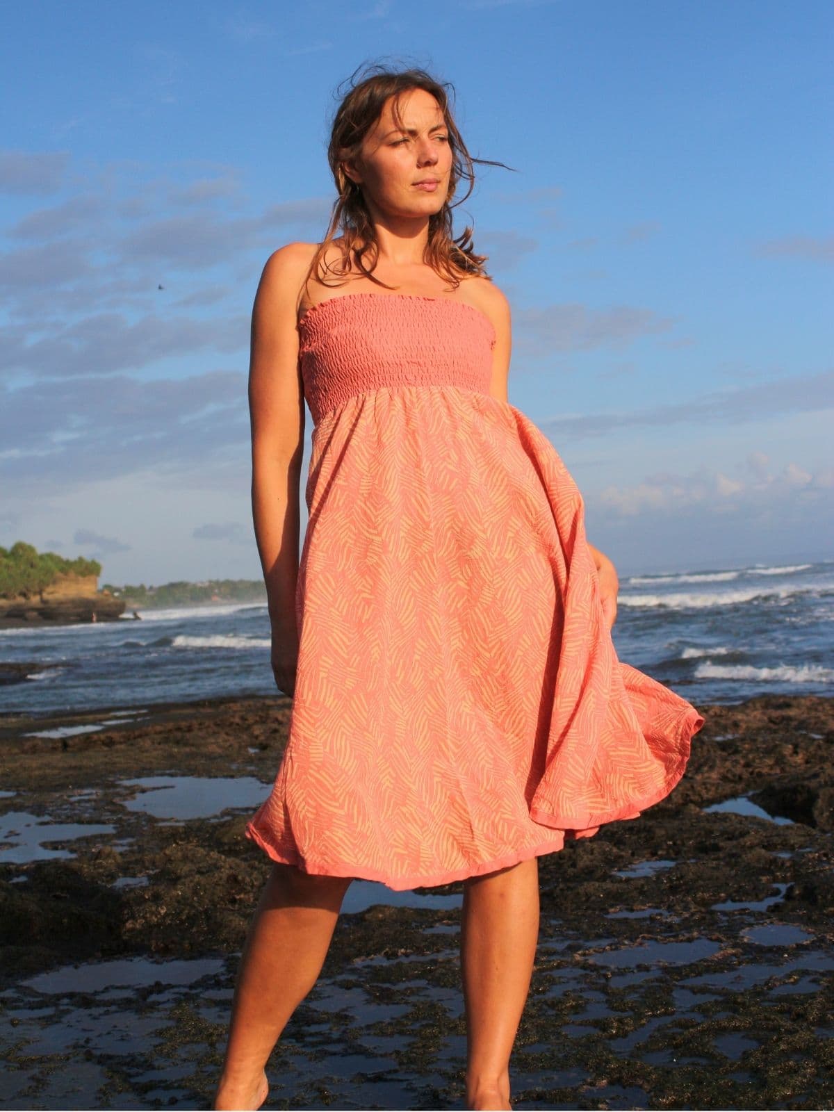 SKIRT/DRESS PEACOCK LINEN BATIK FLASH BLACK