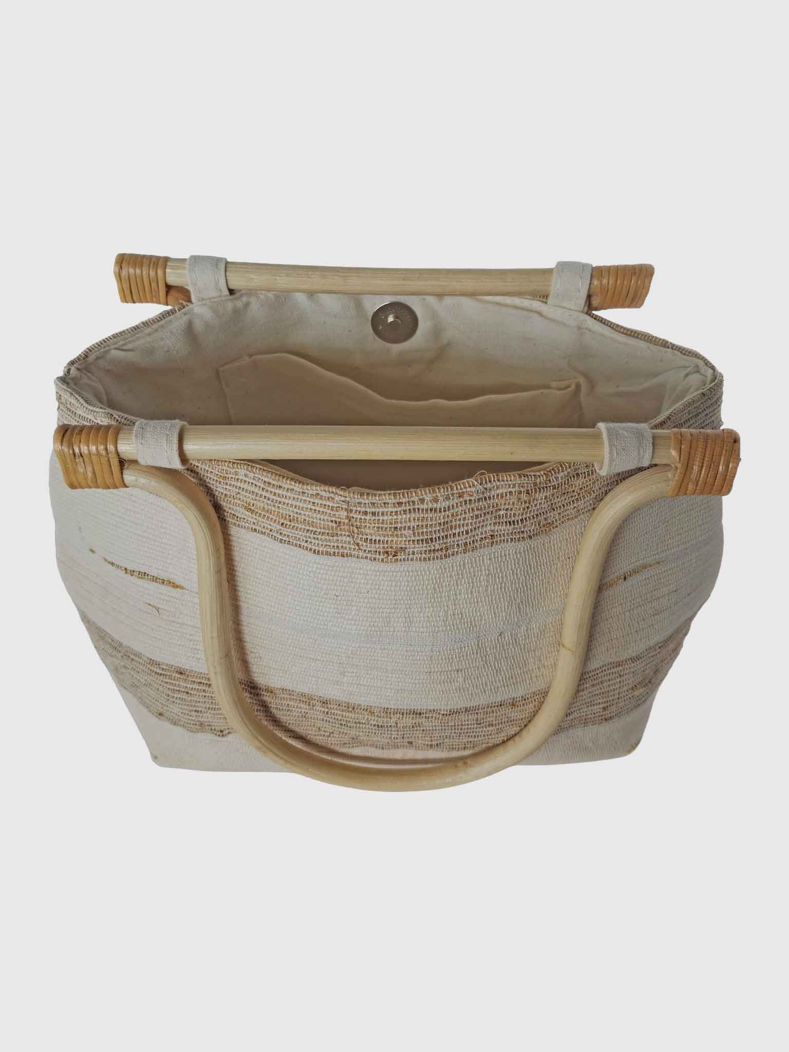BAG TRAPEZIO SMALL NATURAL/CREAM STRIPE