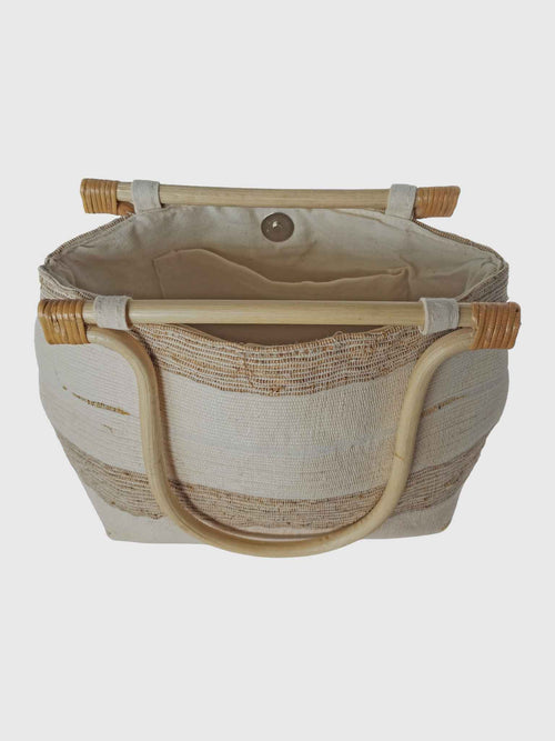 BAG TRAPEZIO SMALL NATURAL/CREAM STRIPE