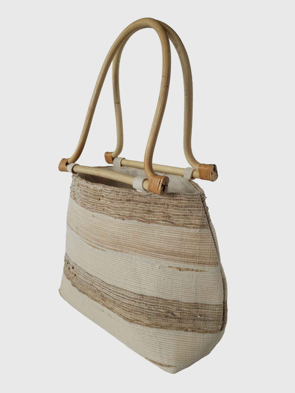 BAG TRAPEZIO SMALL NATURAL/CREAM STRIPE